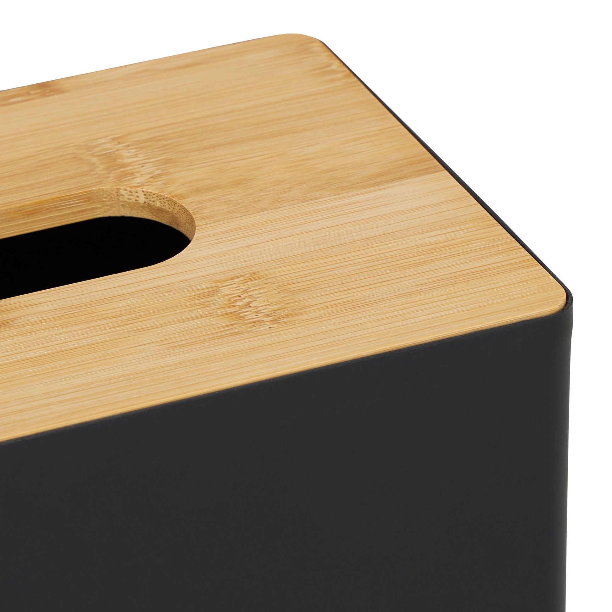 Tücherbox mit Bambusdeckel Hellbraun-Schwarz von Relaxdays