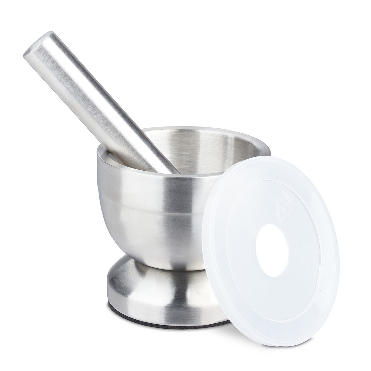 Mörser mit Stössel Edelstahl Silber-Transparent von Relaxdays
