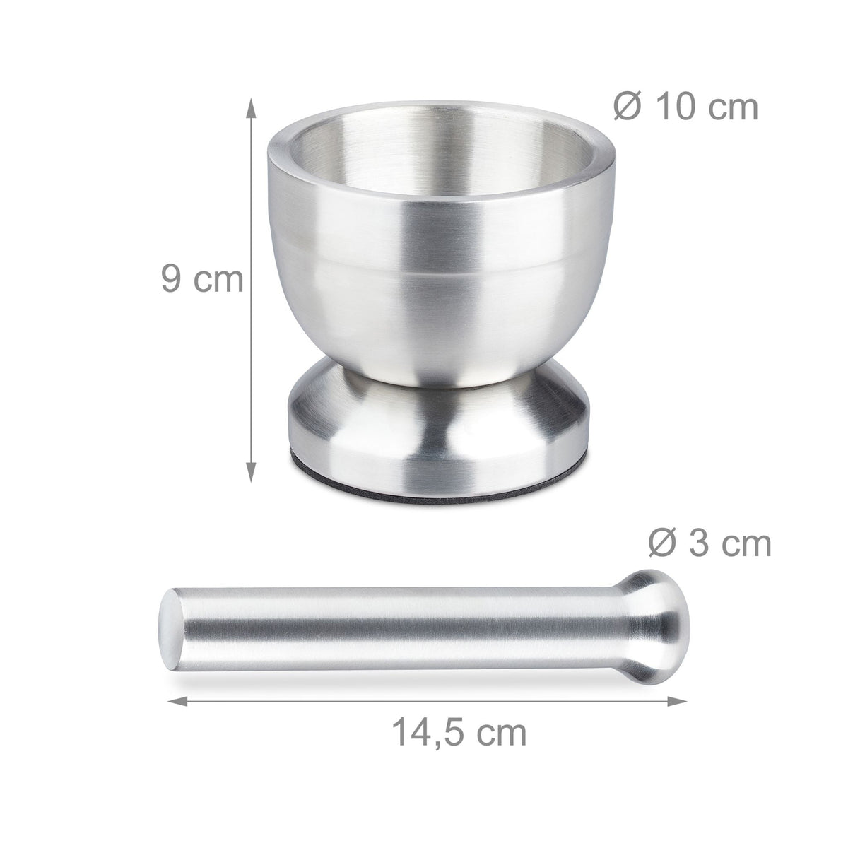 Mörser mit Stössel Edelstahl Silber-Transparent von Relaxdays