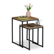 Beistelltisch 2er-Set Holzoptik Braun-Schwarz von Relaxdays