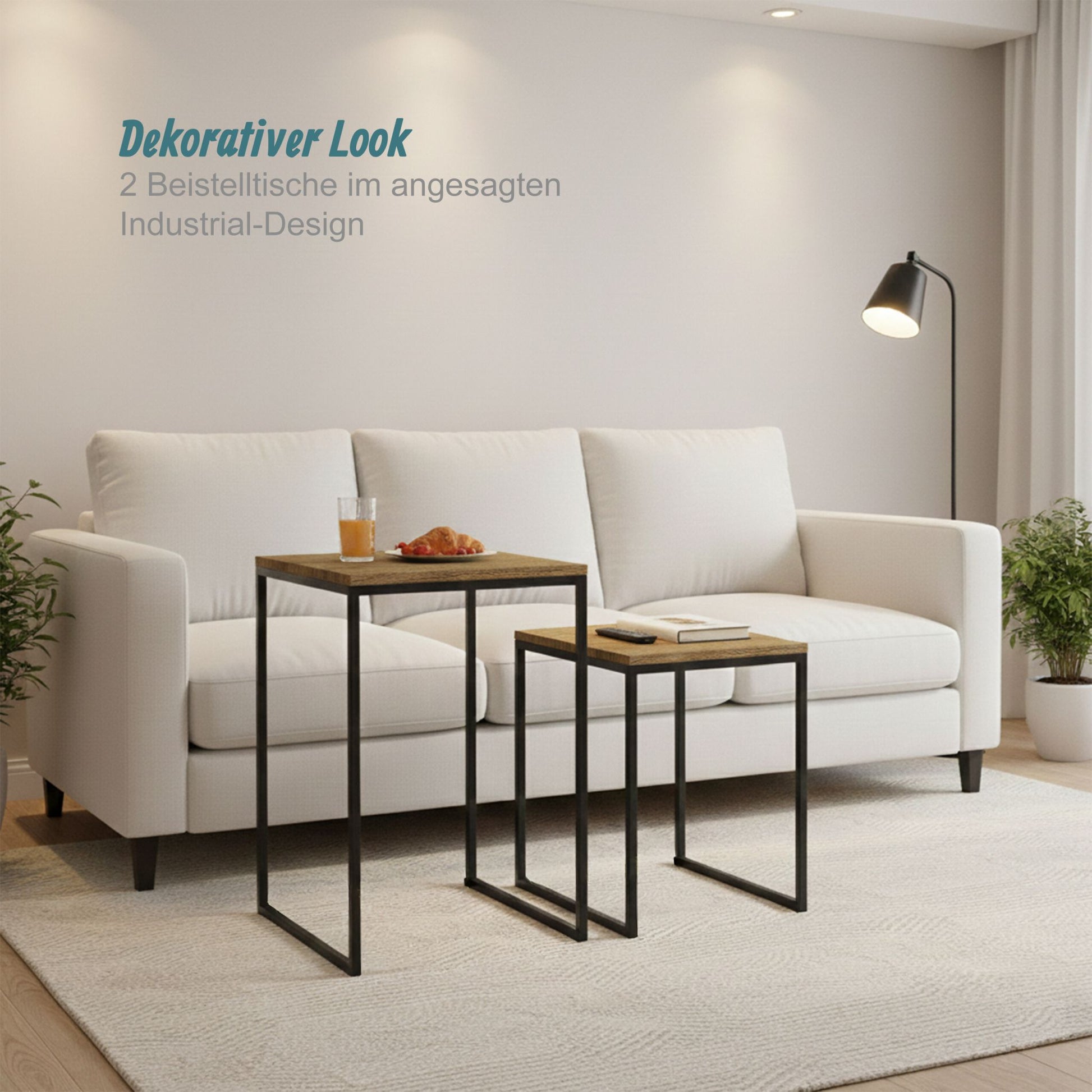 Beistelltisch 2er-Set Holzoptik Braun-Schwarz von Relaxdays