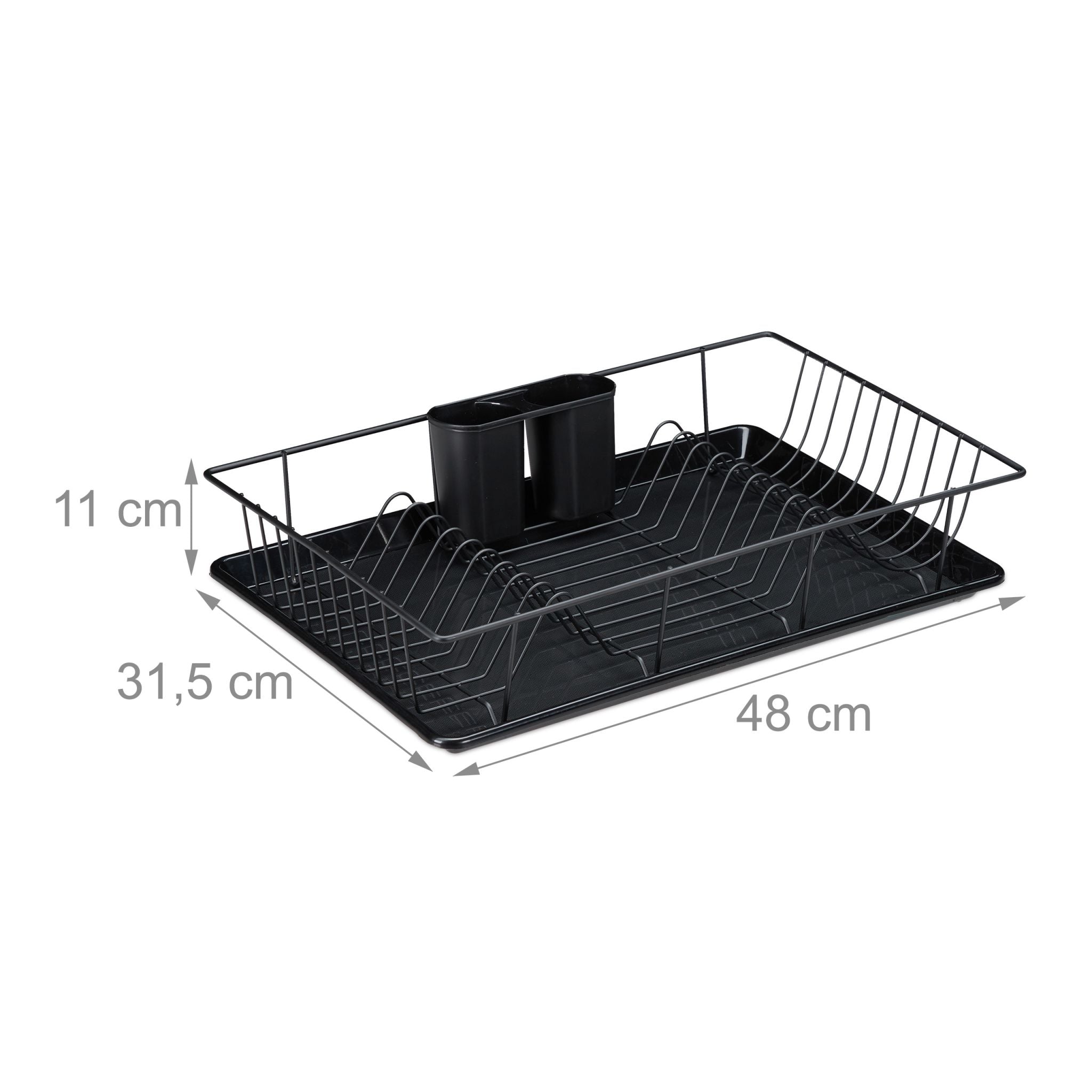 Abtropfgestell mit Auffangschale Schwarz von Relaxdays