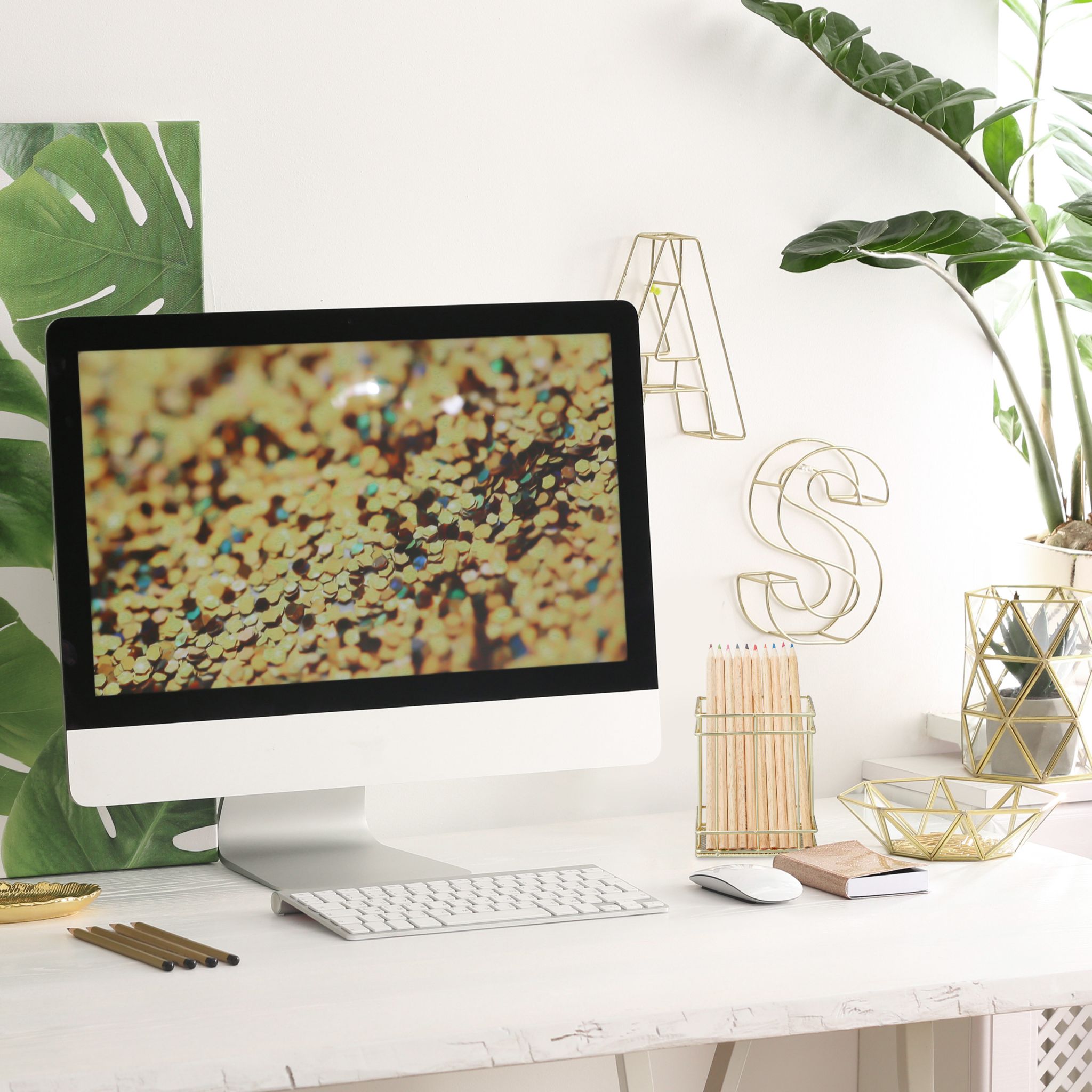 Stiftehalter eckig Gold von Relaxdays