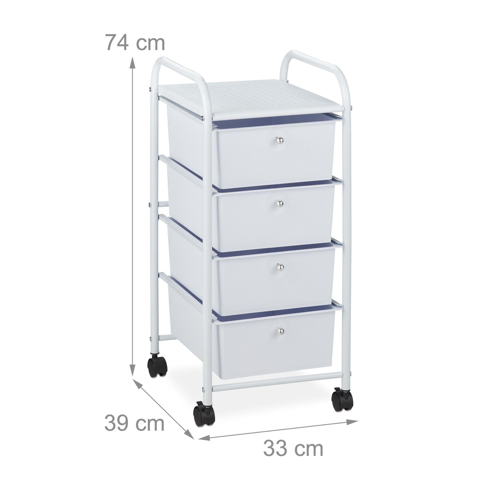 Badrollwagen mit 4 Schubladen Weiss von Relaxdays