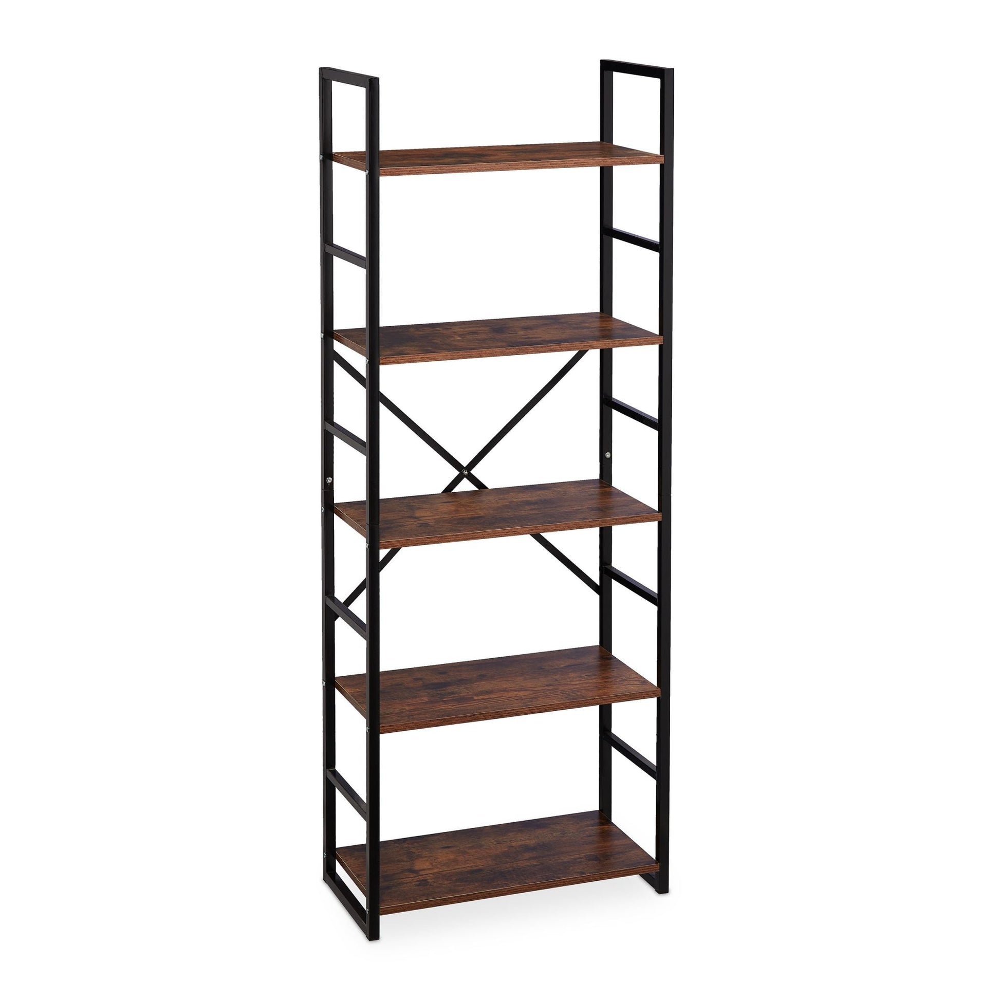Bücherregal Industrie mit 5 Ebenen Braun-Schwarz von Relaxdays