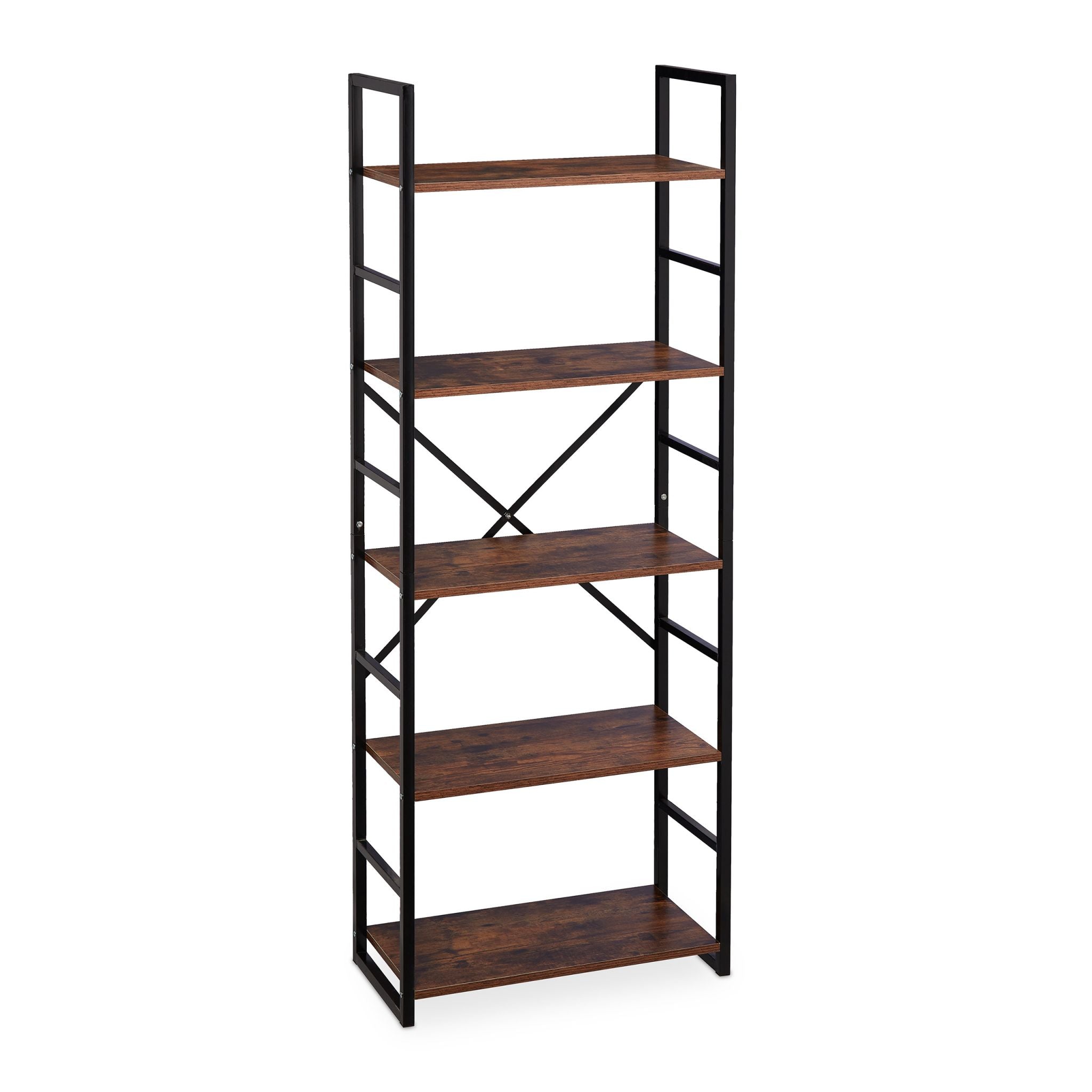 Bücherregal Industrie mit 5 Ebenen Braun-Schwarz von Relaxdays