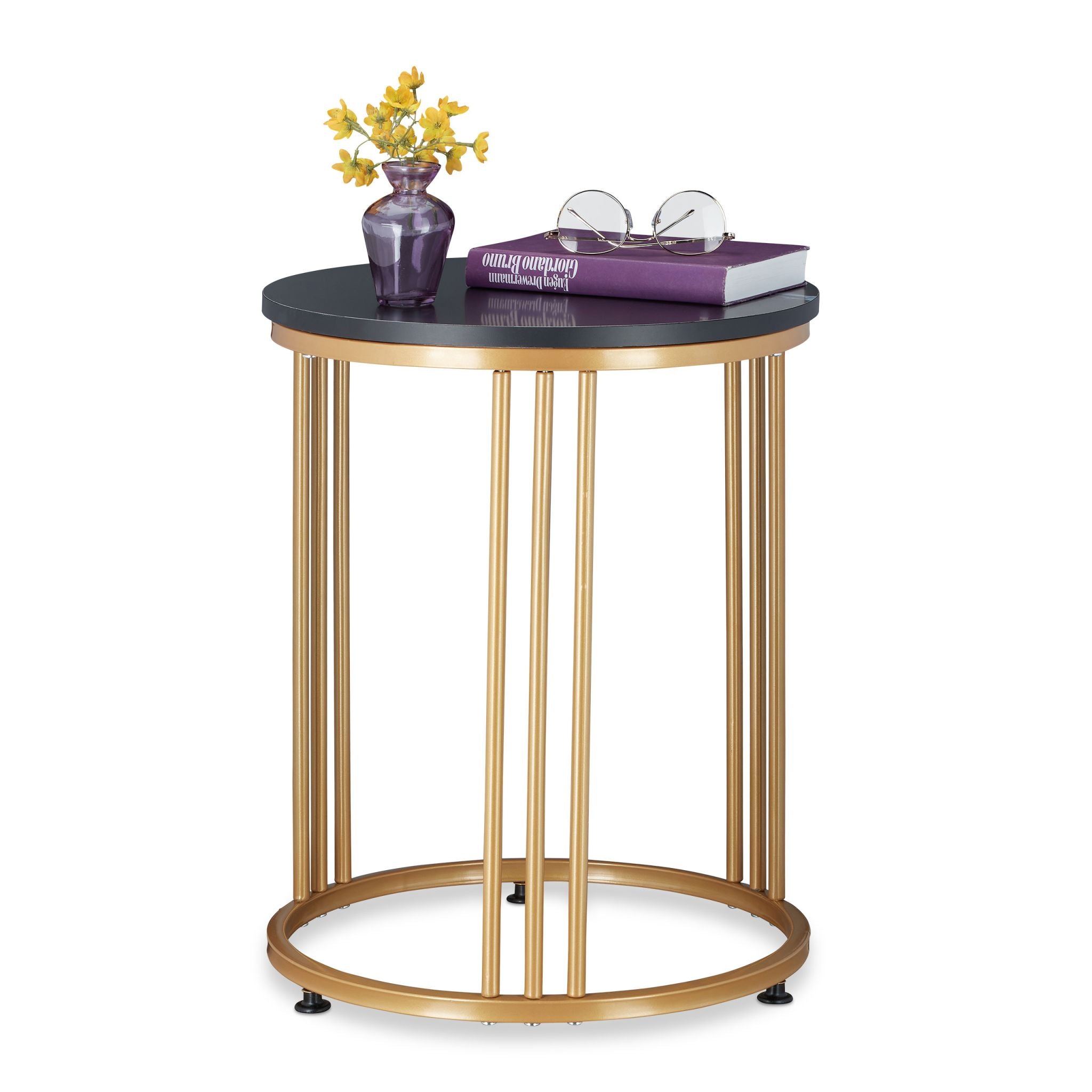 Beistelltisch MARMO Gold-Schwarz von Relaxdays