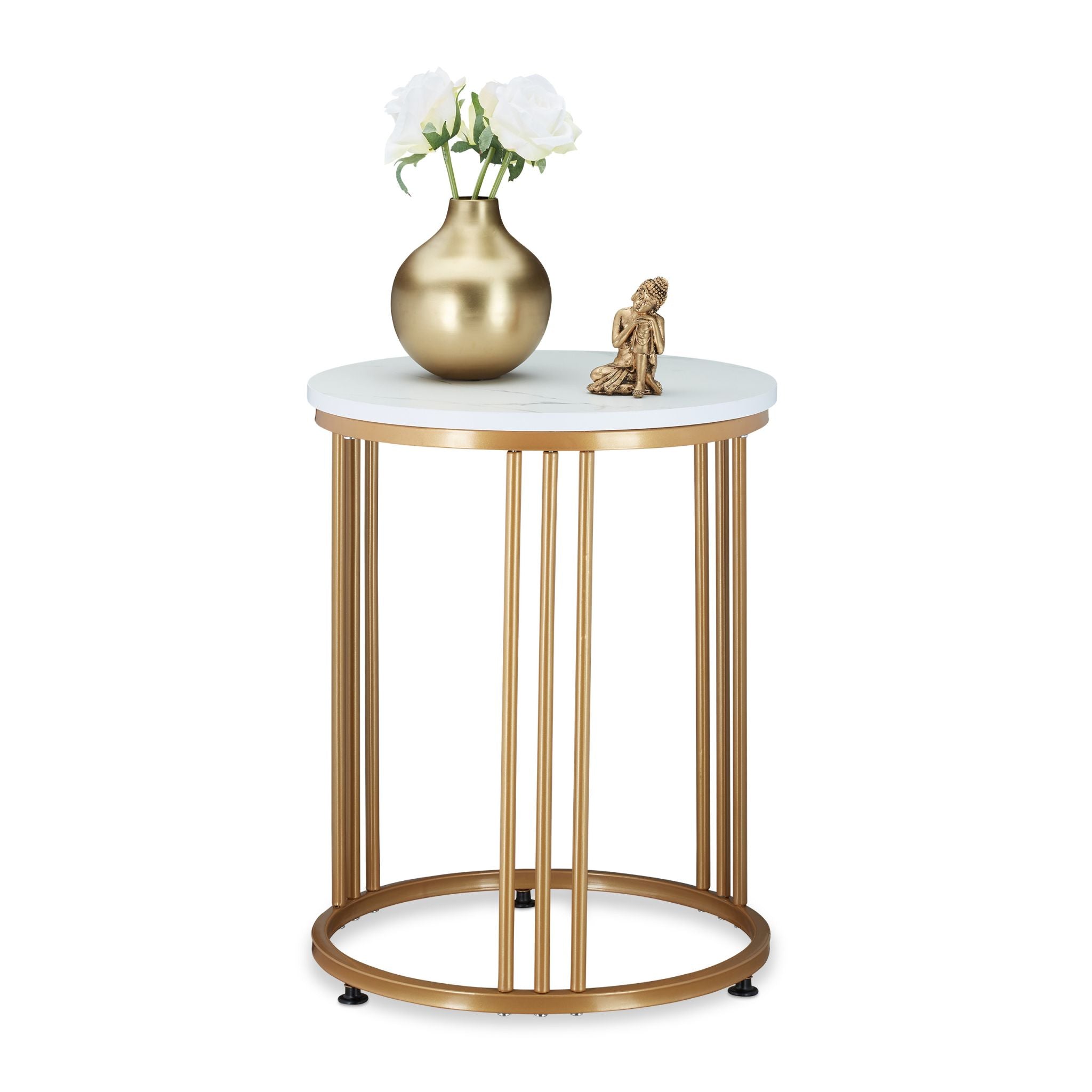 Beistelltisch MARMO Weiss-Gold von Relaxdays