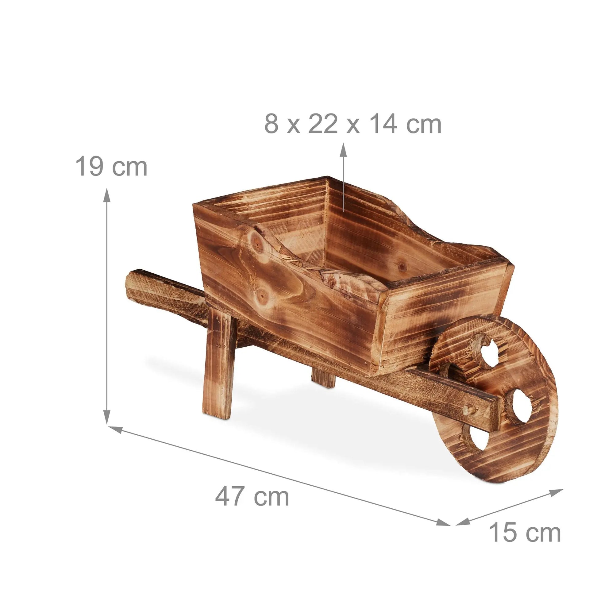 Pflanzschubkarre Holz Braun von Relaxdays