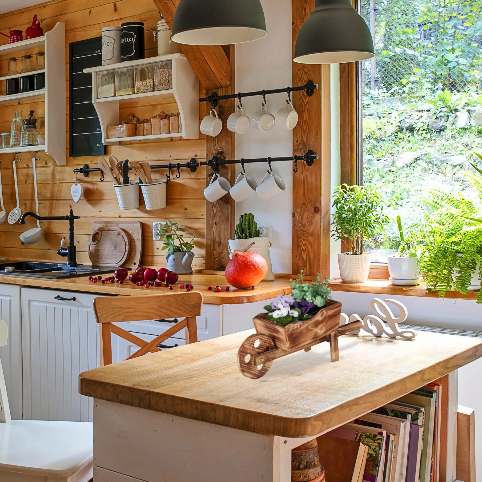 Pflanzschubkarre Holz Braun von Relaxdays