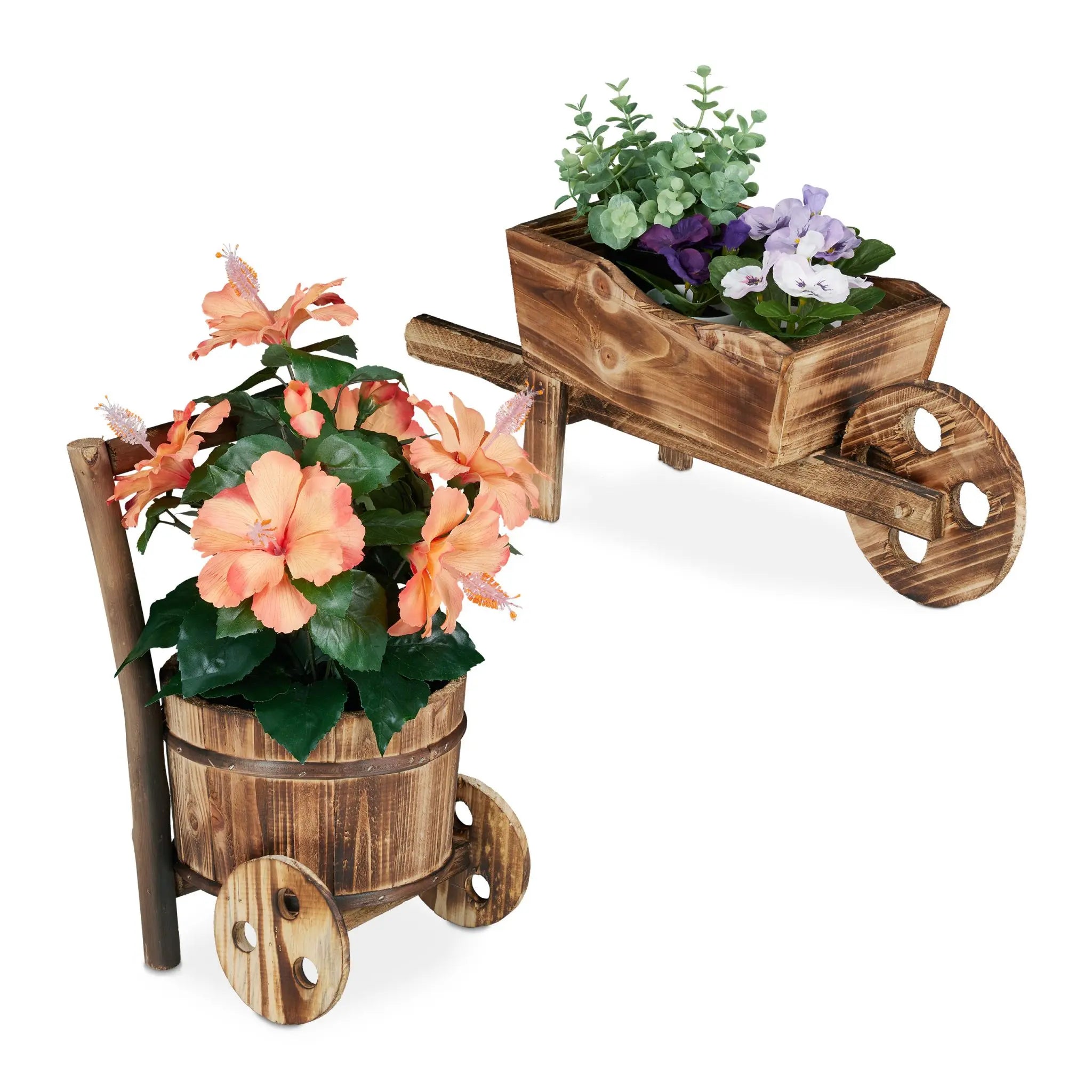 Pflanzschubkarre 2er-Set Braun von Relaxdays
