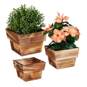 Blumentopf Holz 3er-Set Hellbraun von Relaxdays