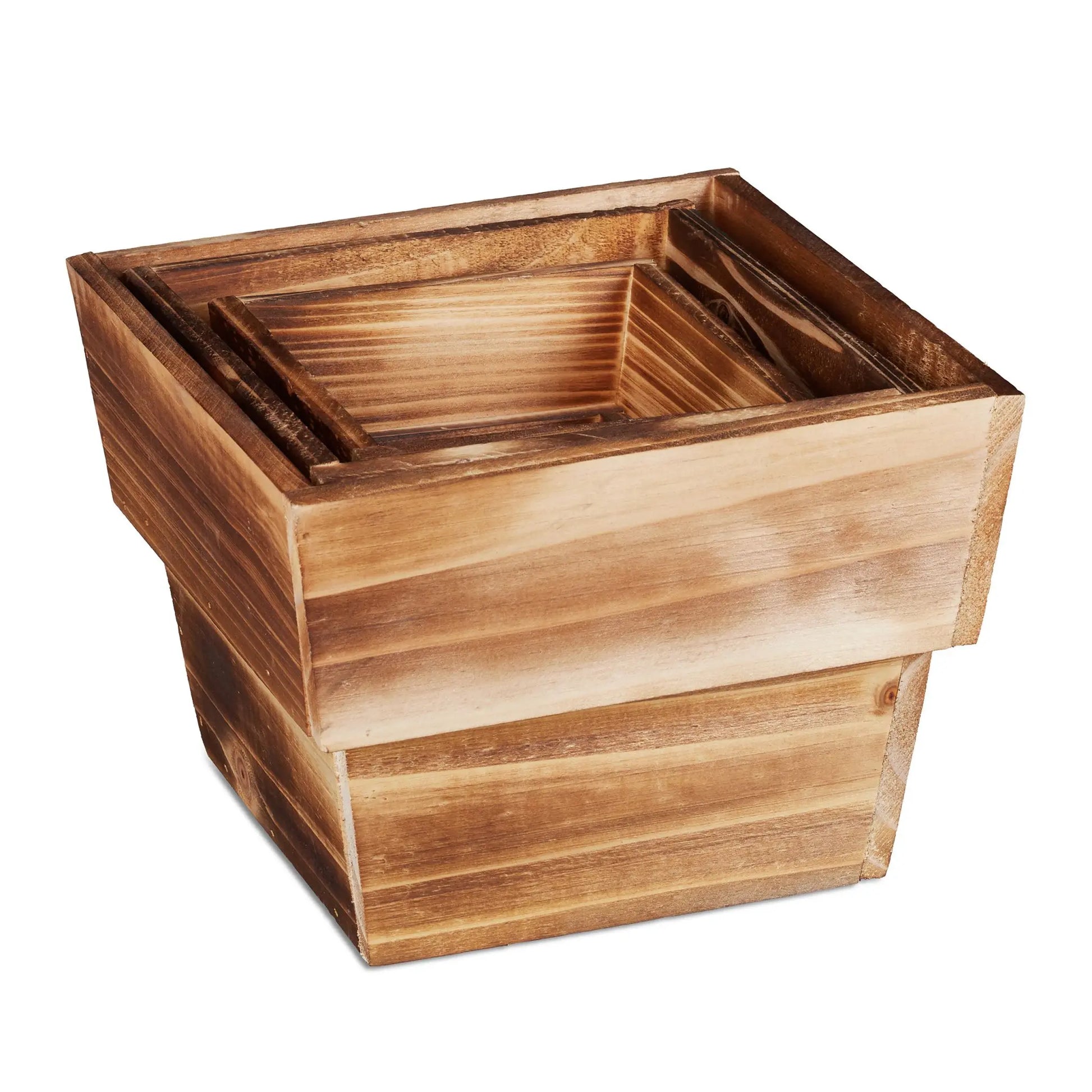 Blumentopf Holz 3er-Set Hellbraun von Relaxdays