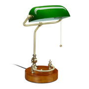 Bankerlampe mit Zugschalter Braun-Gold-Grün von Relaxdays