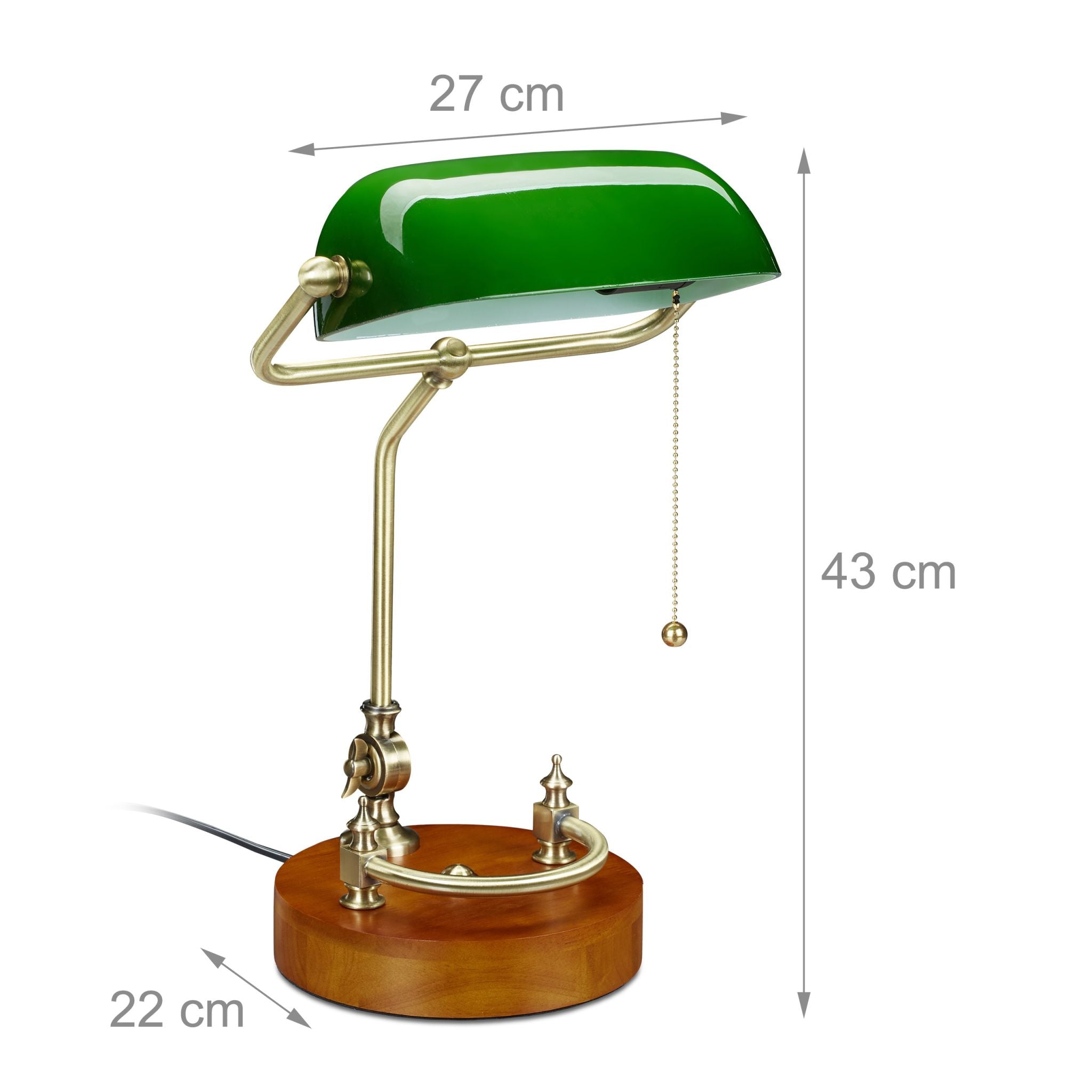 Bankerlampe mit Zugschalter Braun-Gold-Grün von Relaxdays