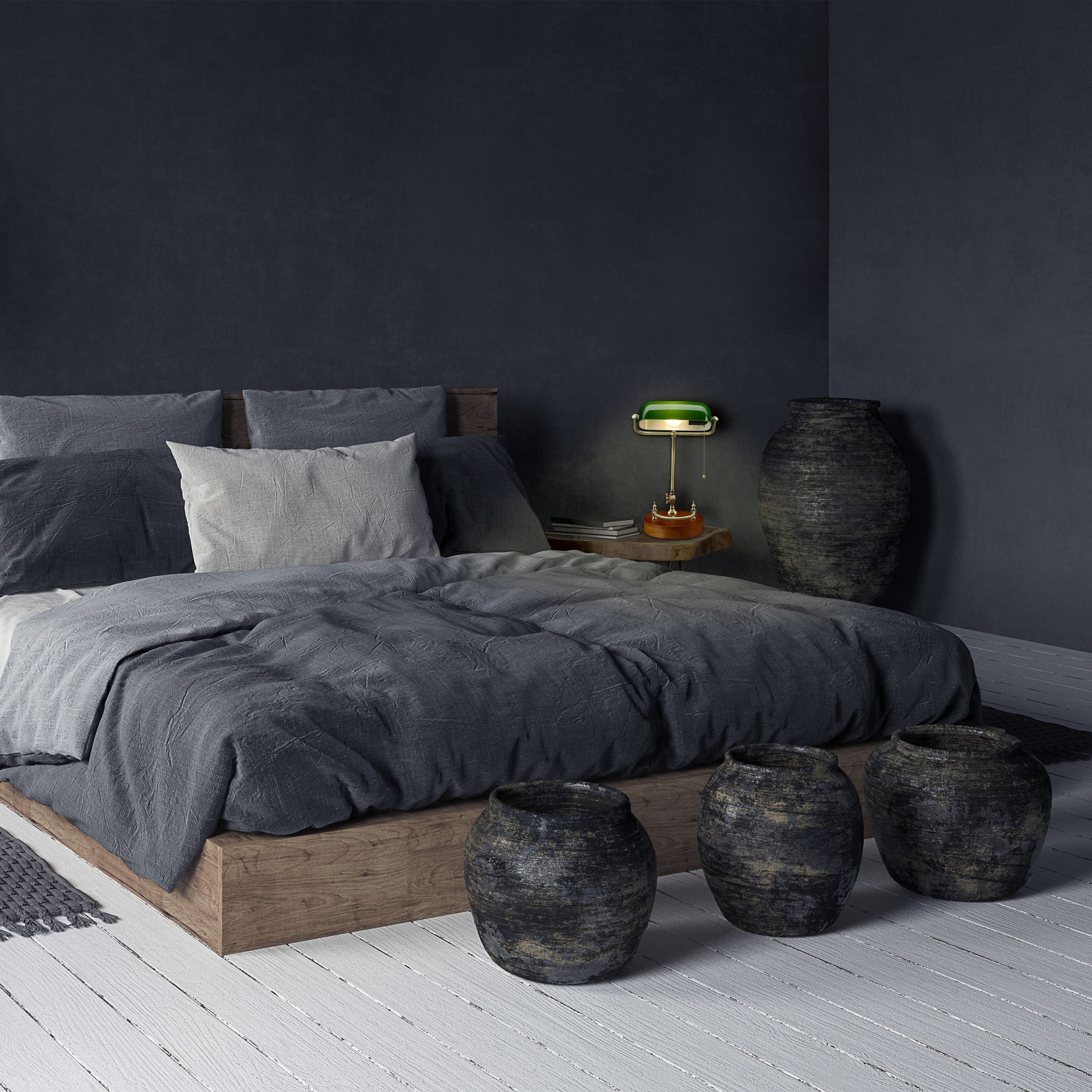 Bankerlampe mit Zugschalter Braun-Gold-Grün von Relaxdays