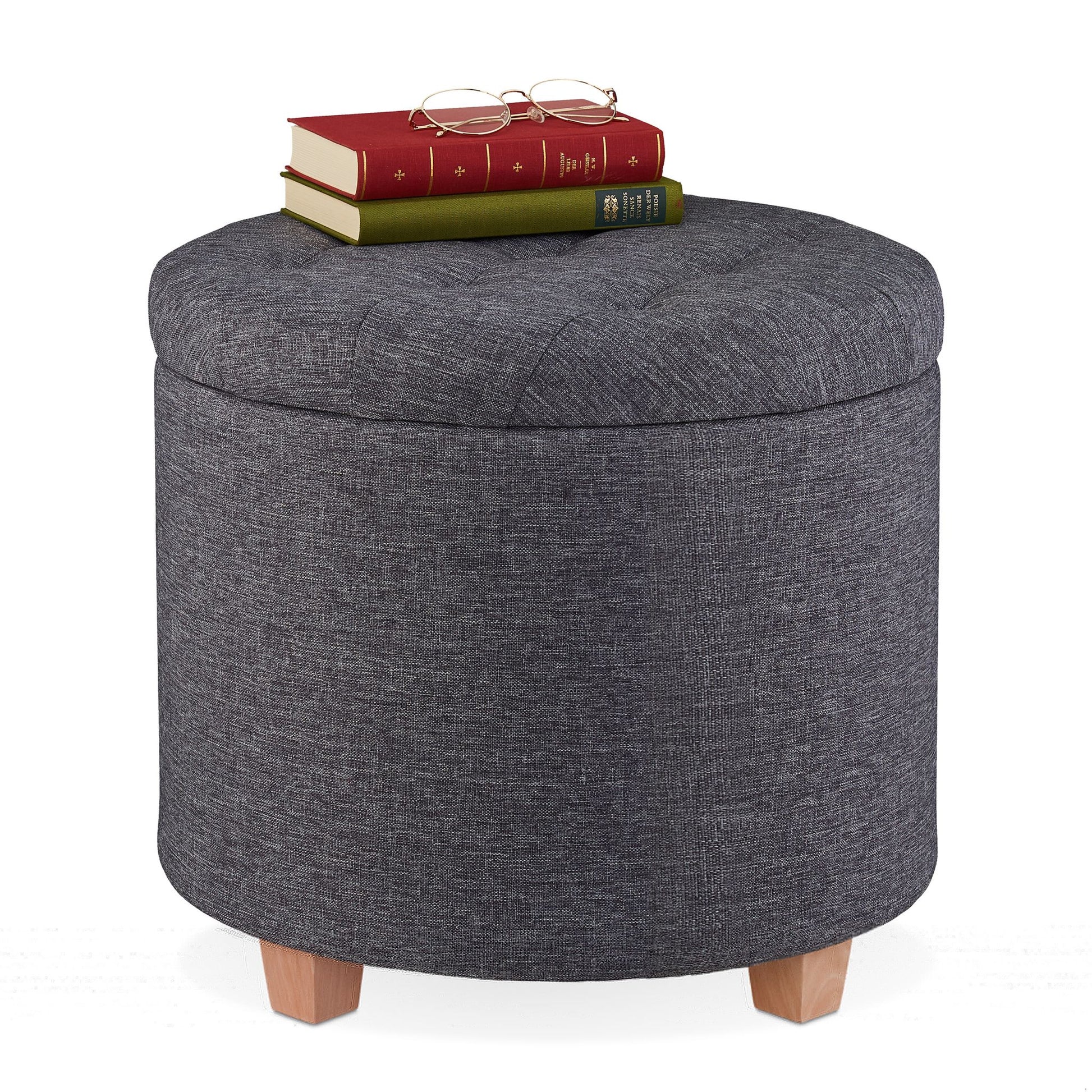 Runder Sitzhocker mit Stauraum Anthrazit-Hellbraun von Relaxdays