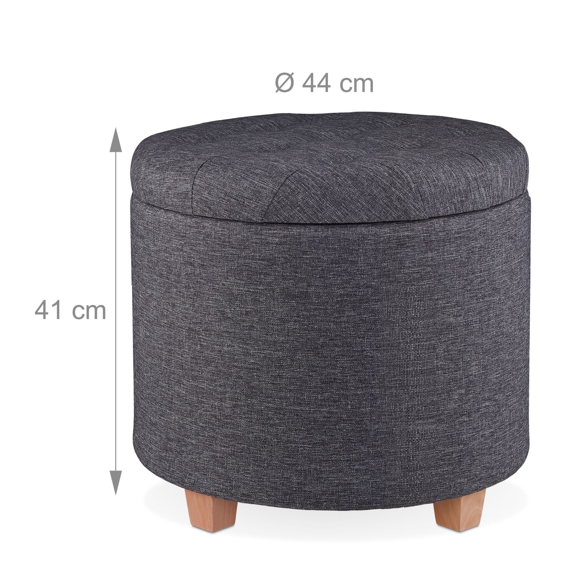 Runder Sitzhocker mit Stauraum Anthrazit-Hellbraun von Relaxdays