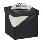 Kunstleder Sitzhocker mit Stauraum Schwarz von Relaxdays