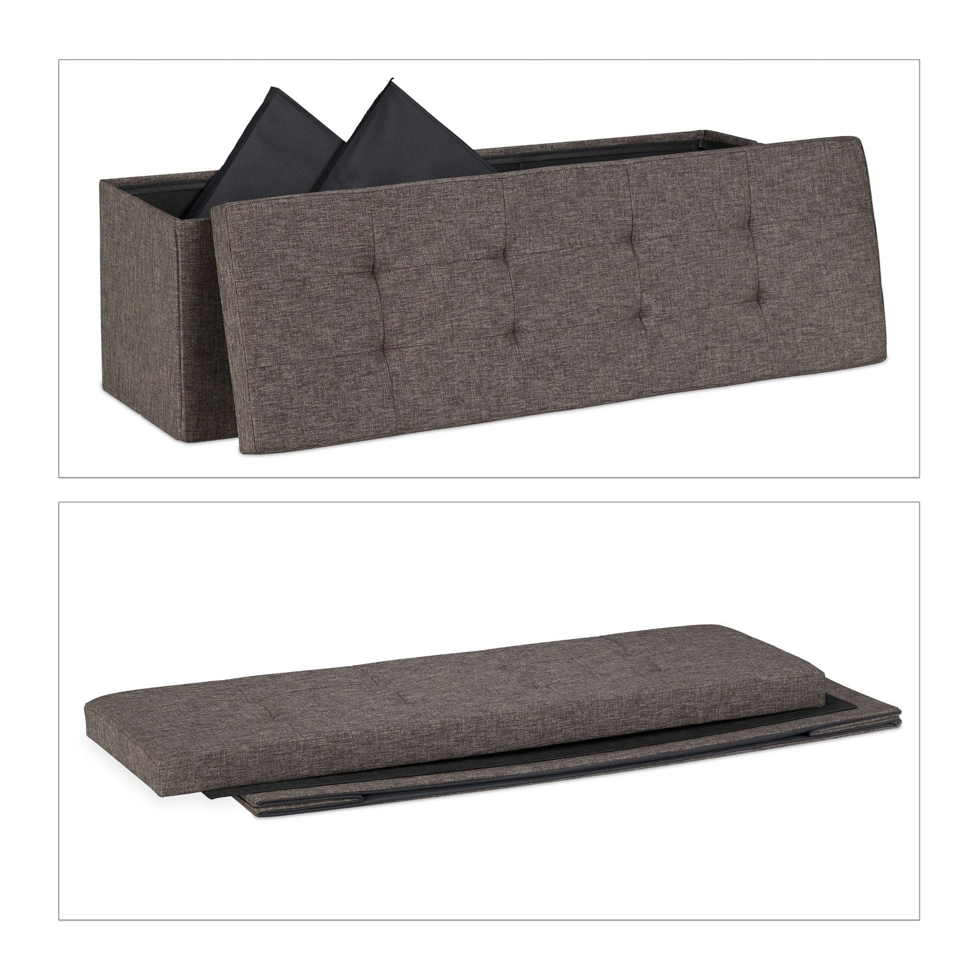 Sitzbank mit 3 Fächern Braun von Relaxdays