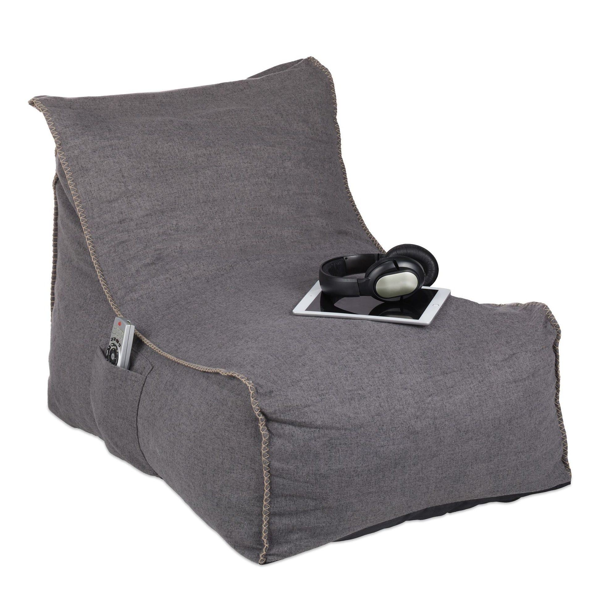Sitzsack mit Lehne Grau von Relaxdays