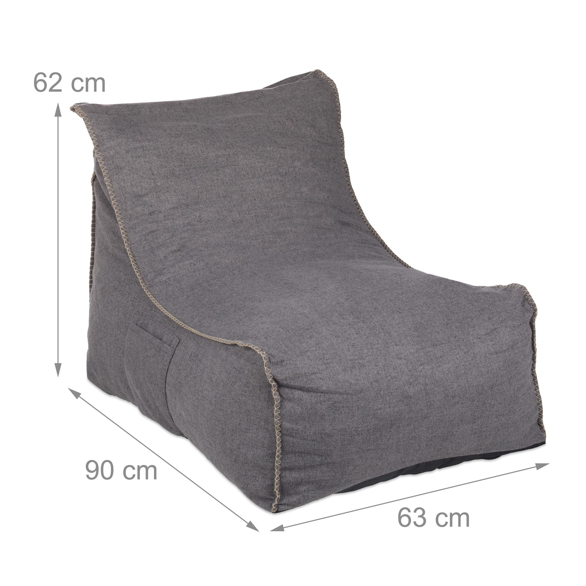 Sitzsack mit Lehne Grau von Relaxdays