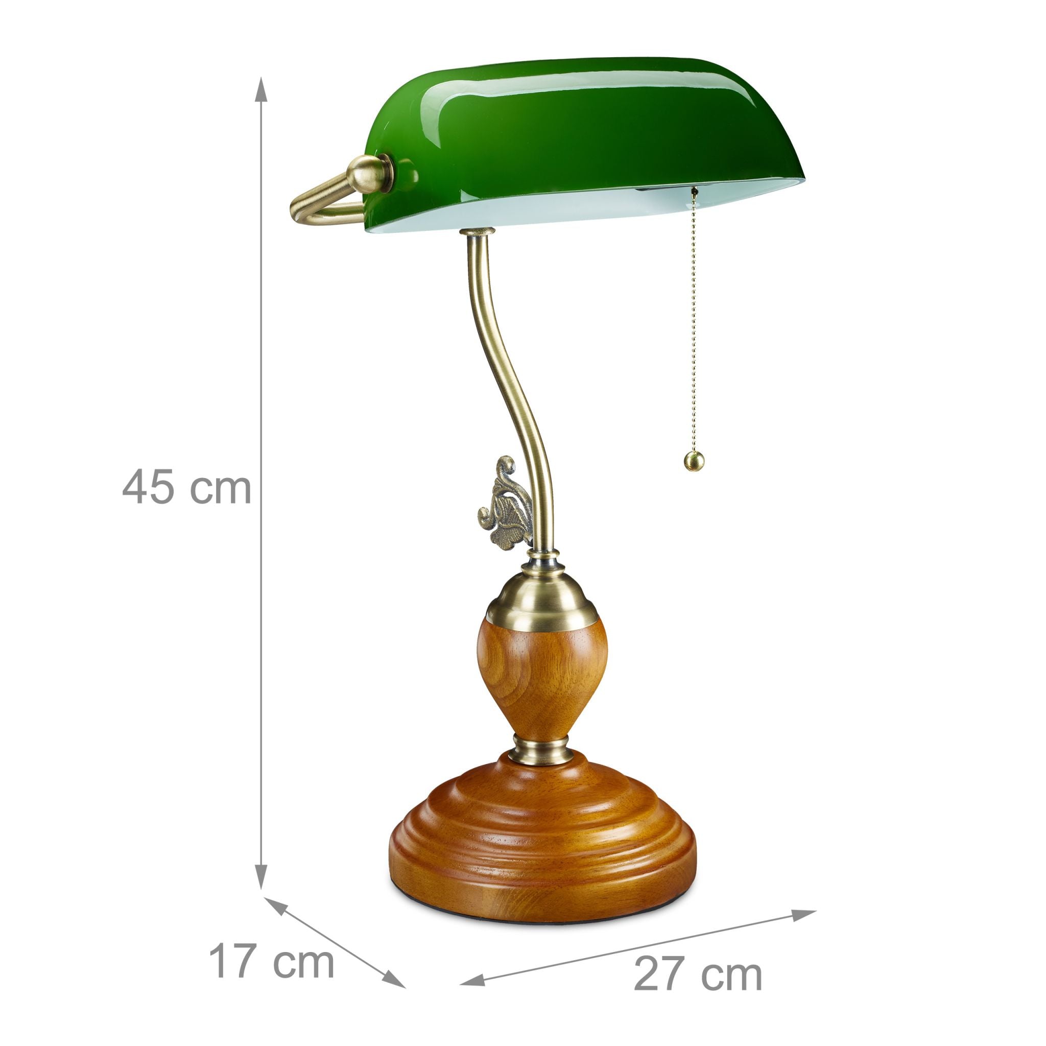 Bankerlampe mit Zugschalter Gold-Grün-Hellbraun von Relaxdays