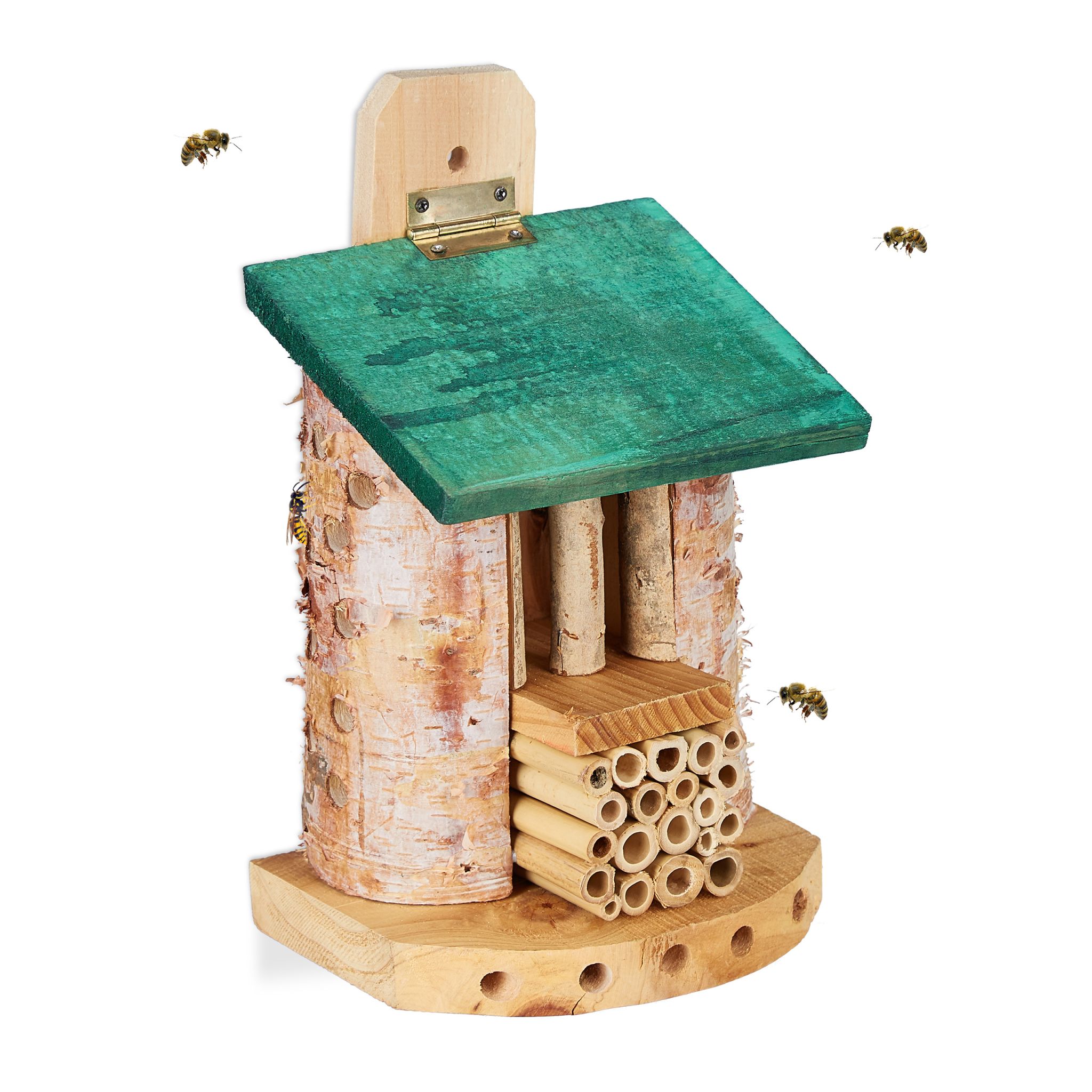 Insektenhotel Bienen Grün-Hellbraun von Relaxdays