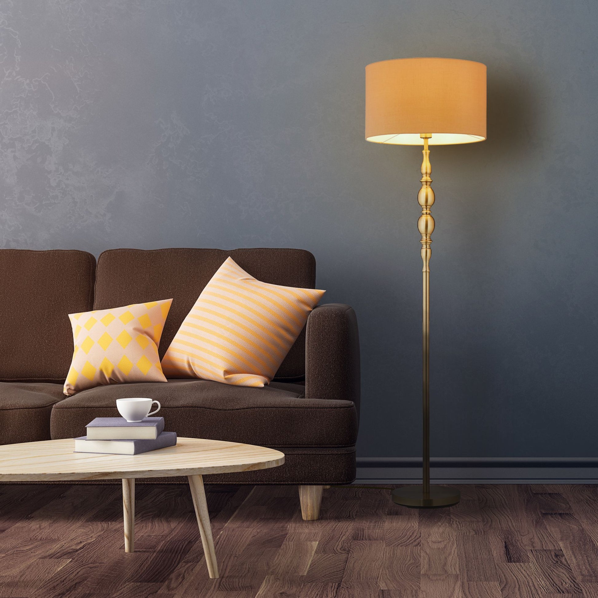 Stehlampe Wohnzimmer beige Beige-Gold von Relaxdays