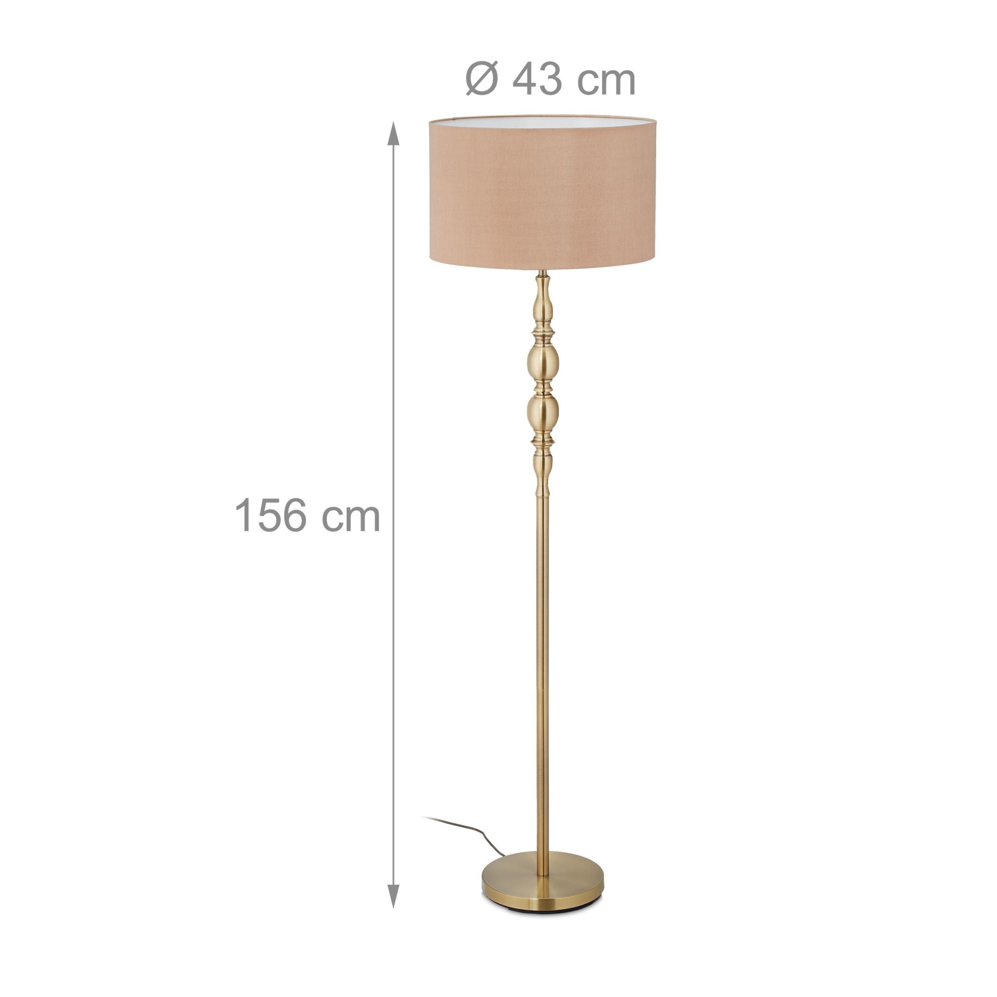 Stehlampe Wohnzimmer beige Beige-Gold von Relaxdays
