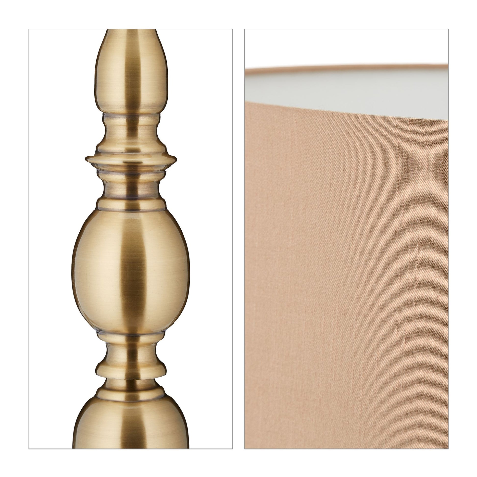 Stehlampe Wohnzimmer beige Beige-Gold von Relaxdays