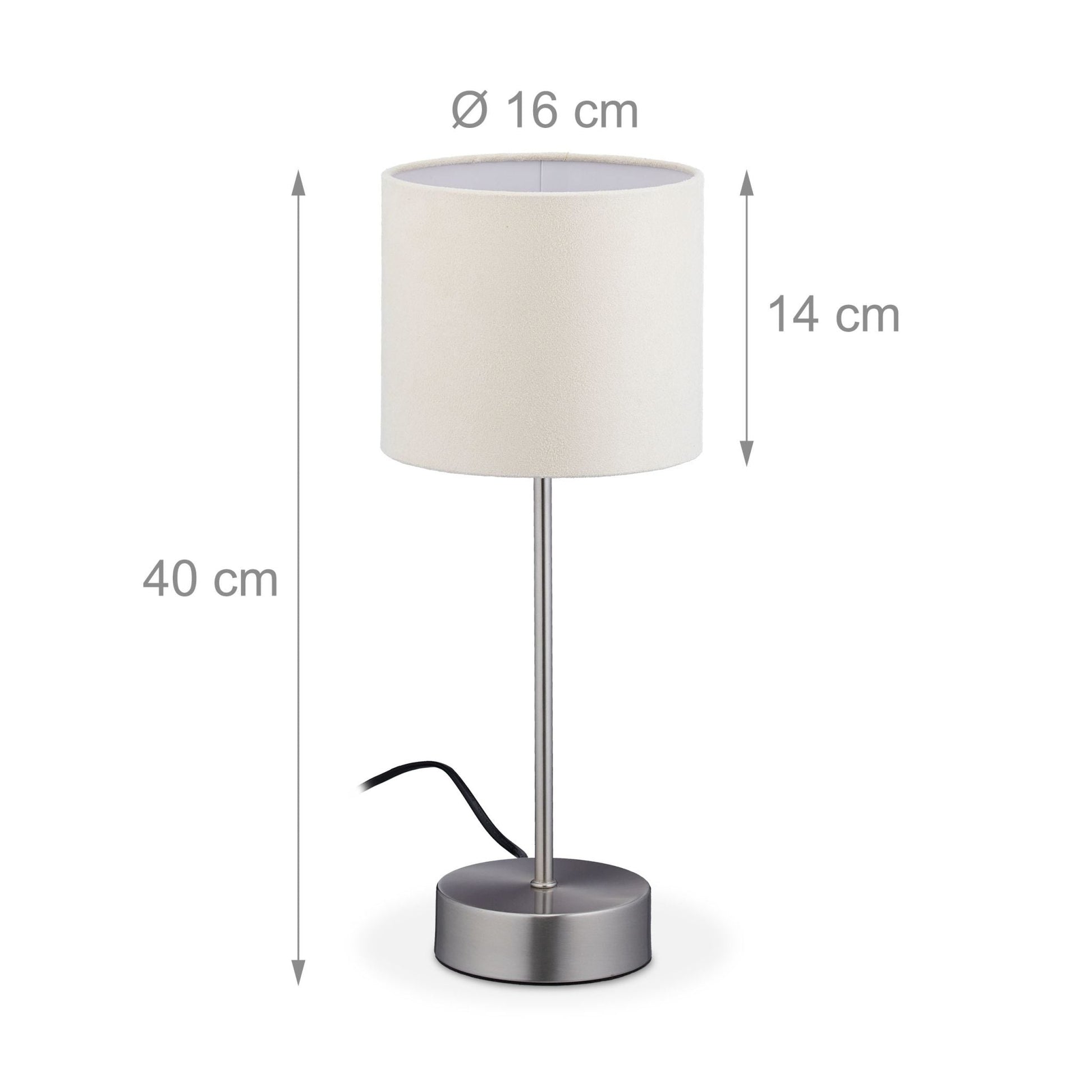 Nachttischlampe Touch Funktion Weiss-Silber von Relaxdays