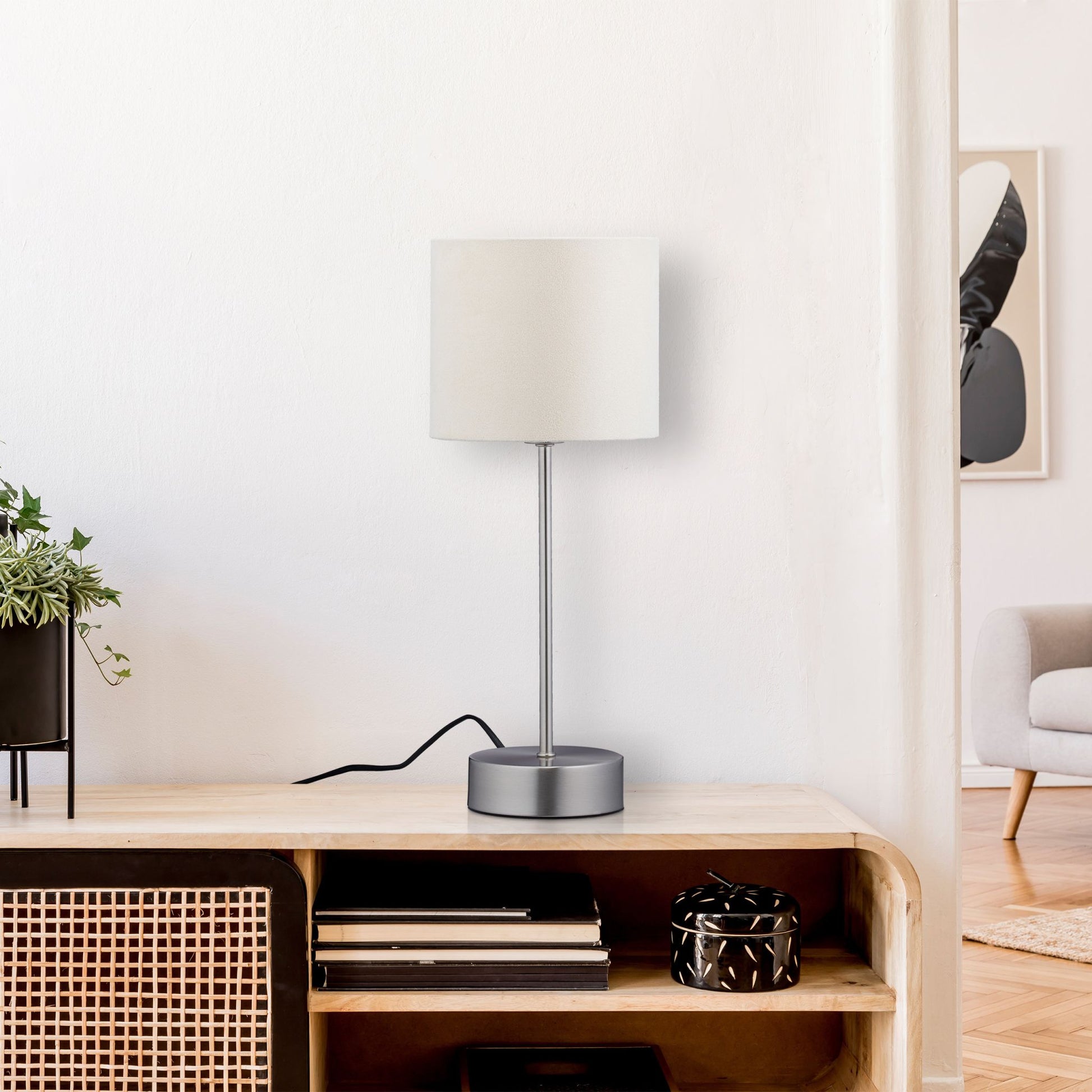 Nachttischlampe Touch Funktion Weiss-Silber von Relaxdays