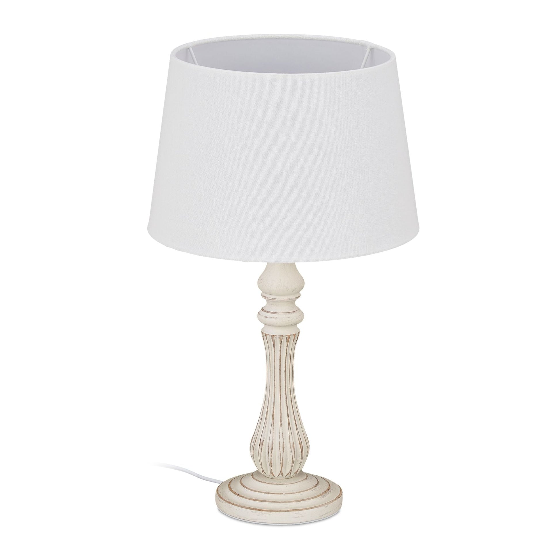 Tischlampe Landhausstil Weiss-Creme von Relaxdays