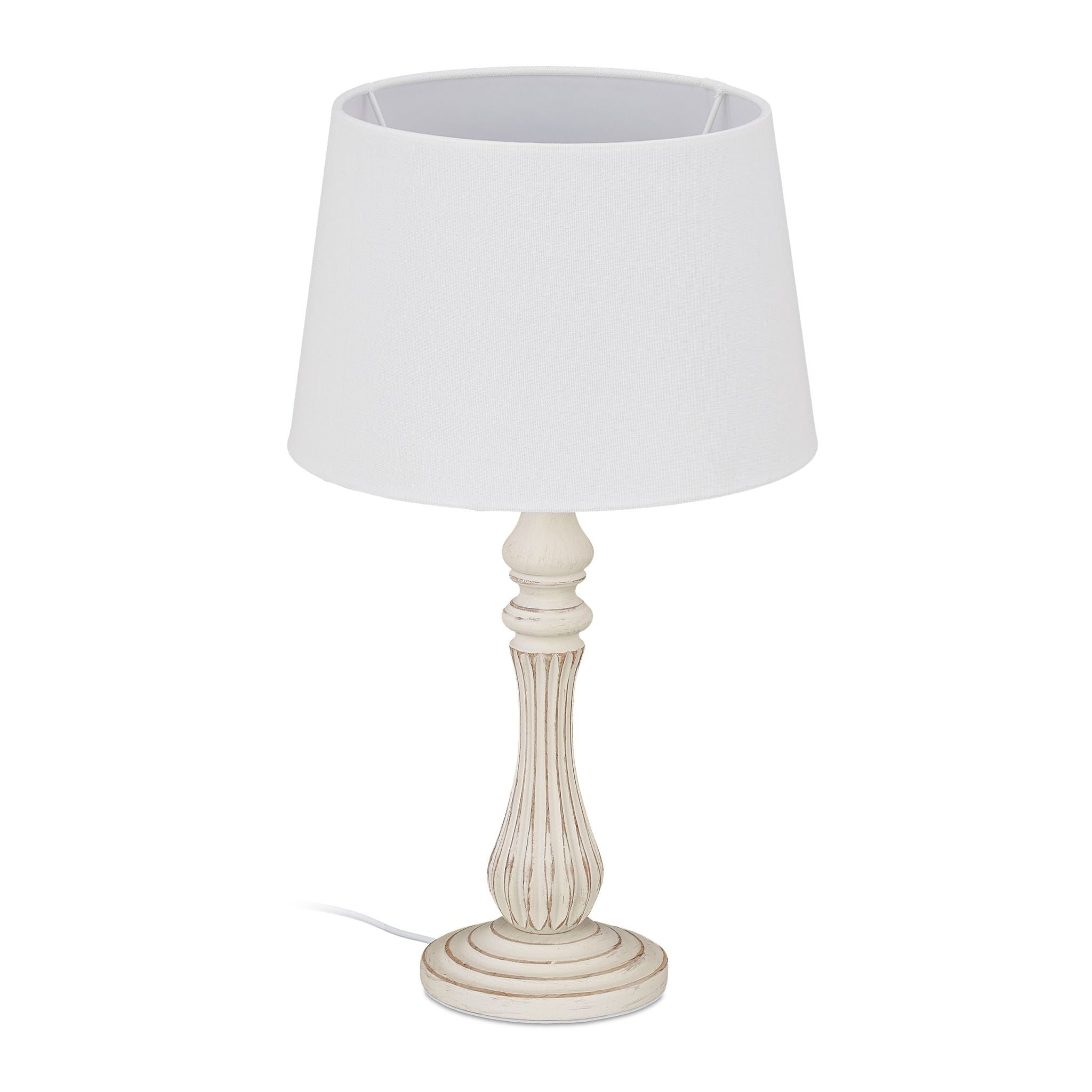 Tischlampe Landhausstil Weiss-Creme von Relaxdays
