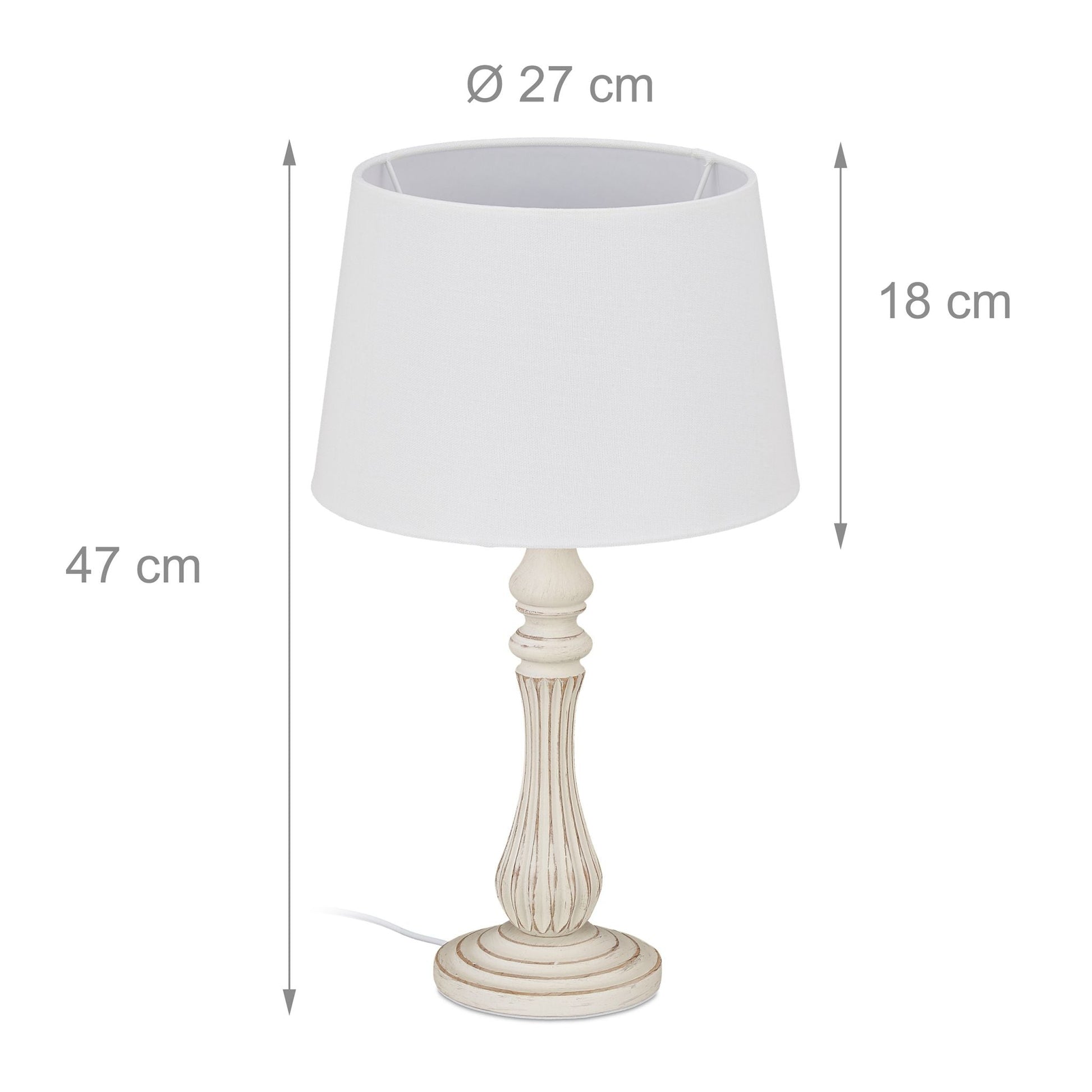 Tischlampe Landhausstil Weiss-Creme von Relaxdays