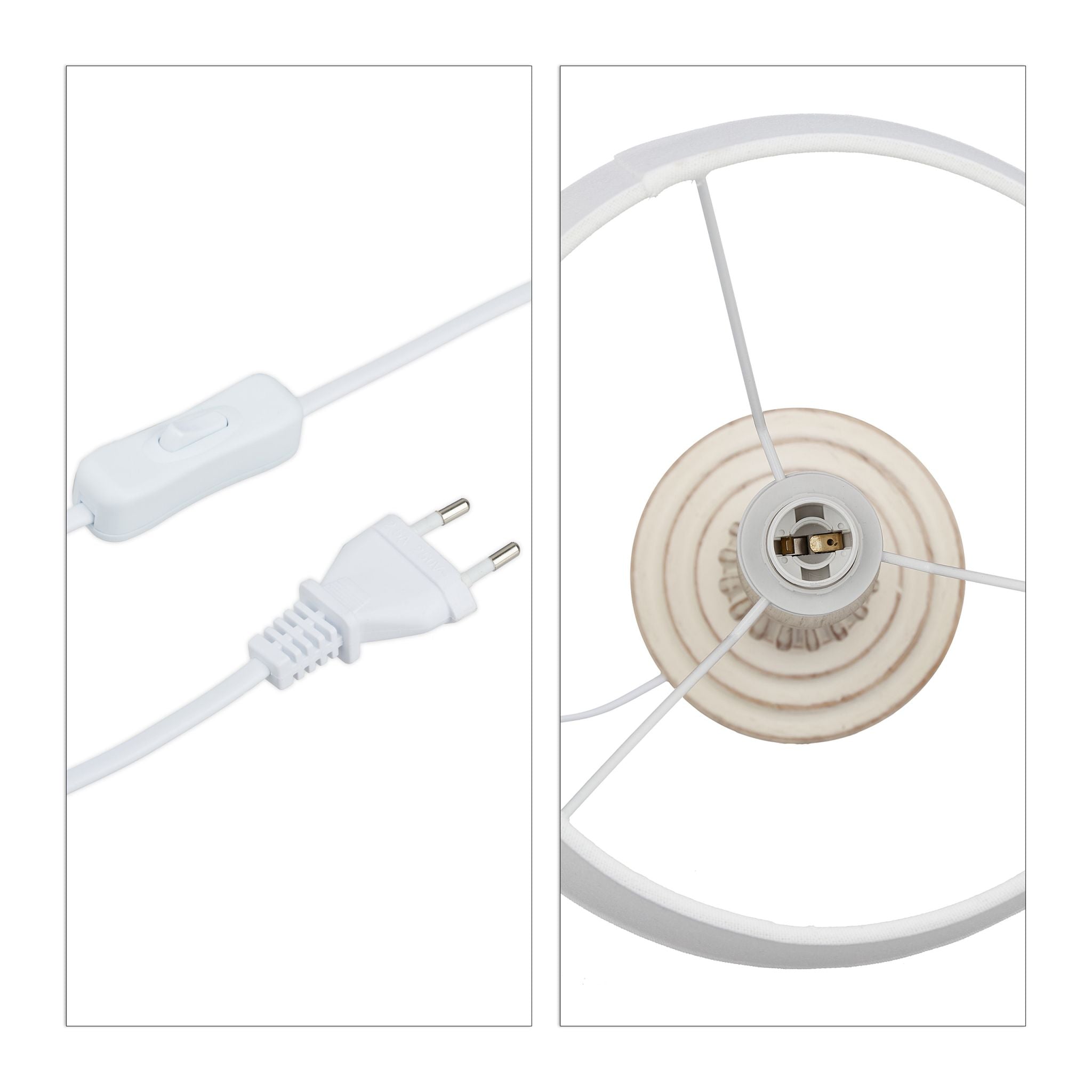 Tischlampe Landhausstil Weiss-Creme von Relaxdays