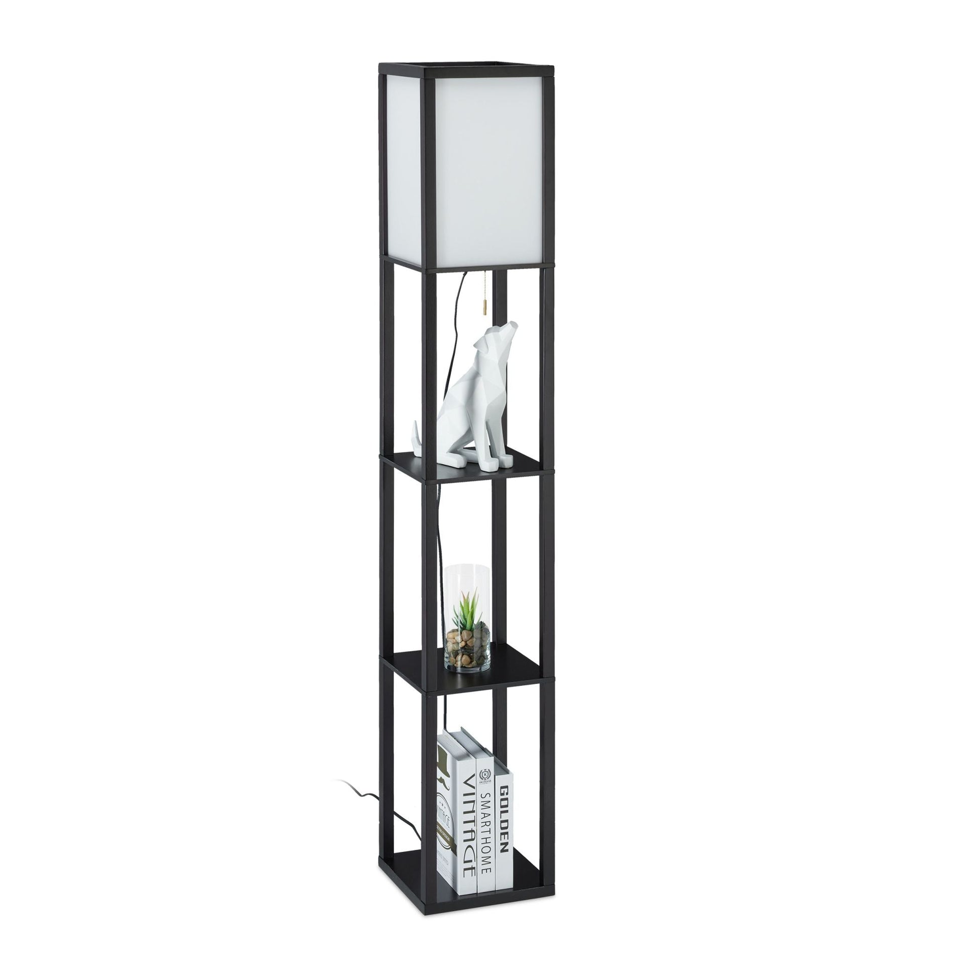 Stehlampe mit Regal Schwarz Weiss-Schwarz von Relaxdays