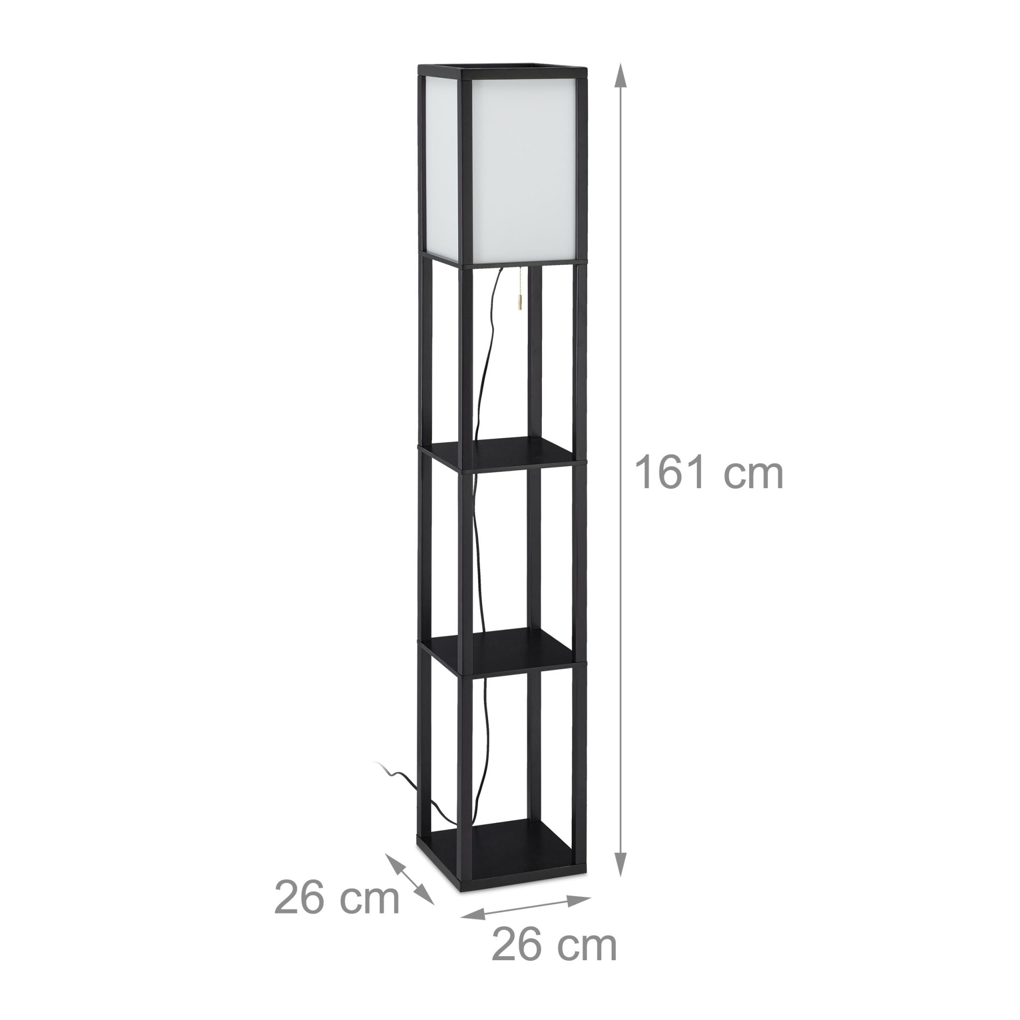 Stehlampe mit Regal Schwarz Weiss-Schwarz von Relaxdays