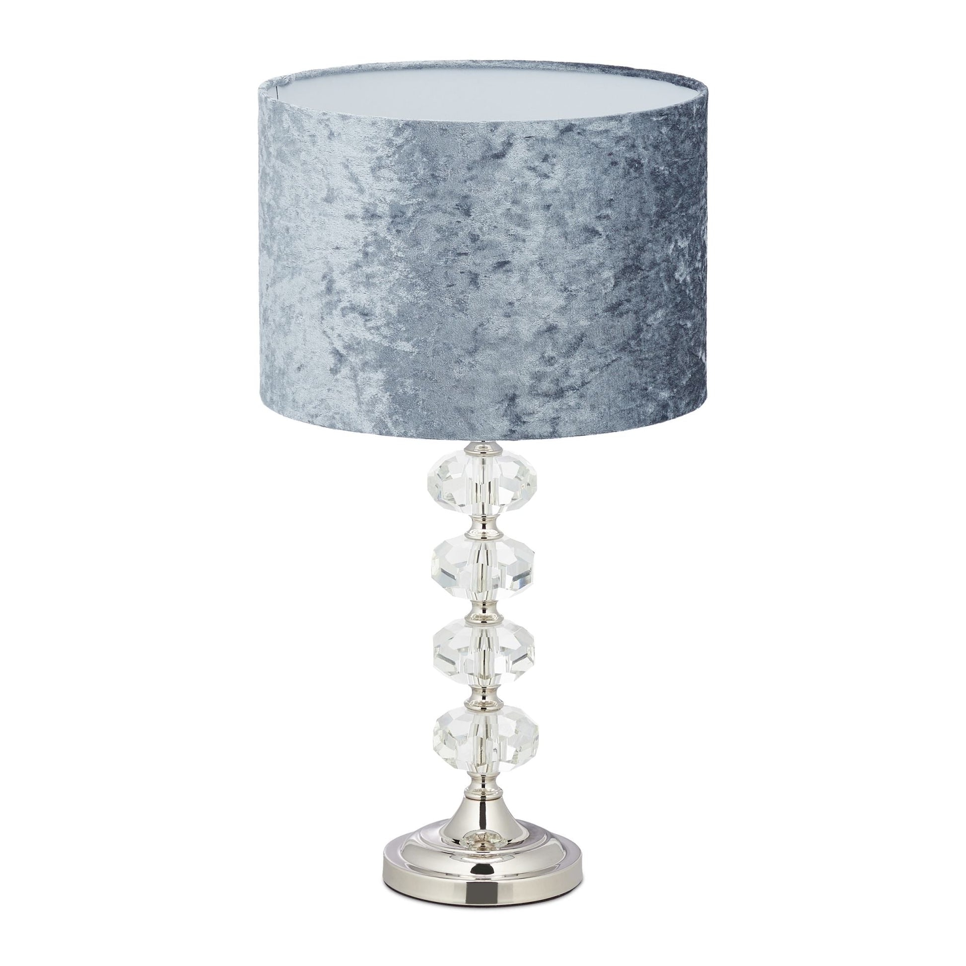 Tischleuchte mit Samtschirm Silber-Transparent-Grau von Relaxdays