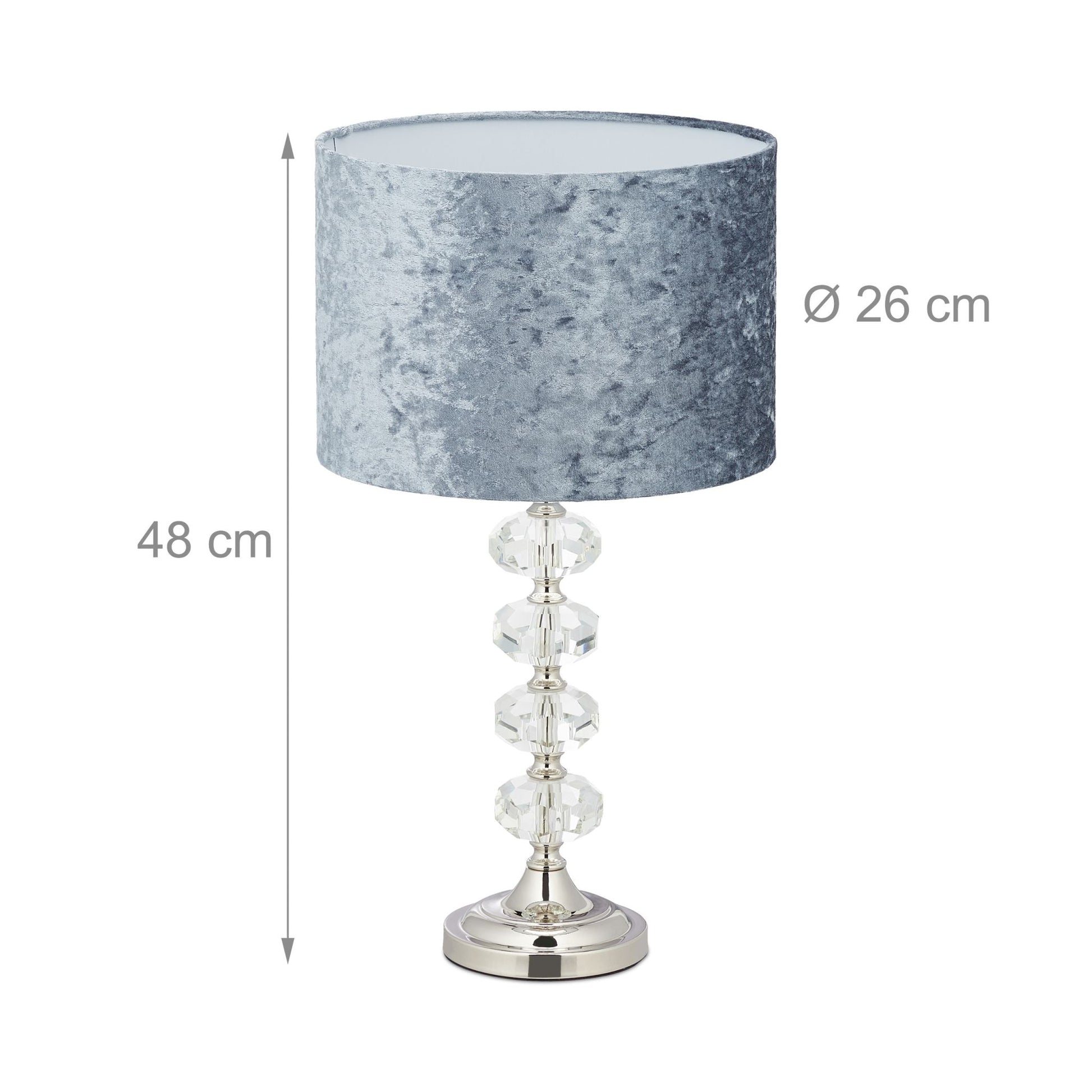 Tischleuchte mit Samtschirm Silber-Transparent-Grau von Relaxdays