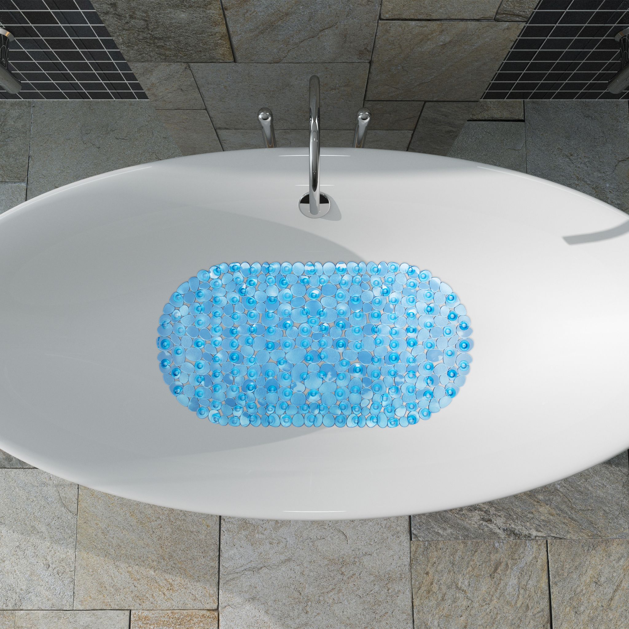Badewannenmatte Steinoptik Hellblau von Relaxdays