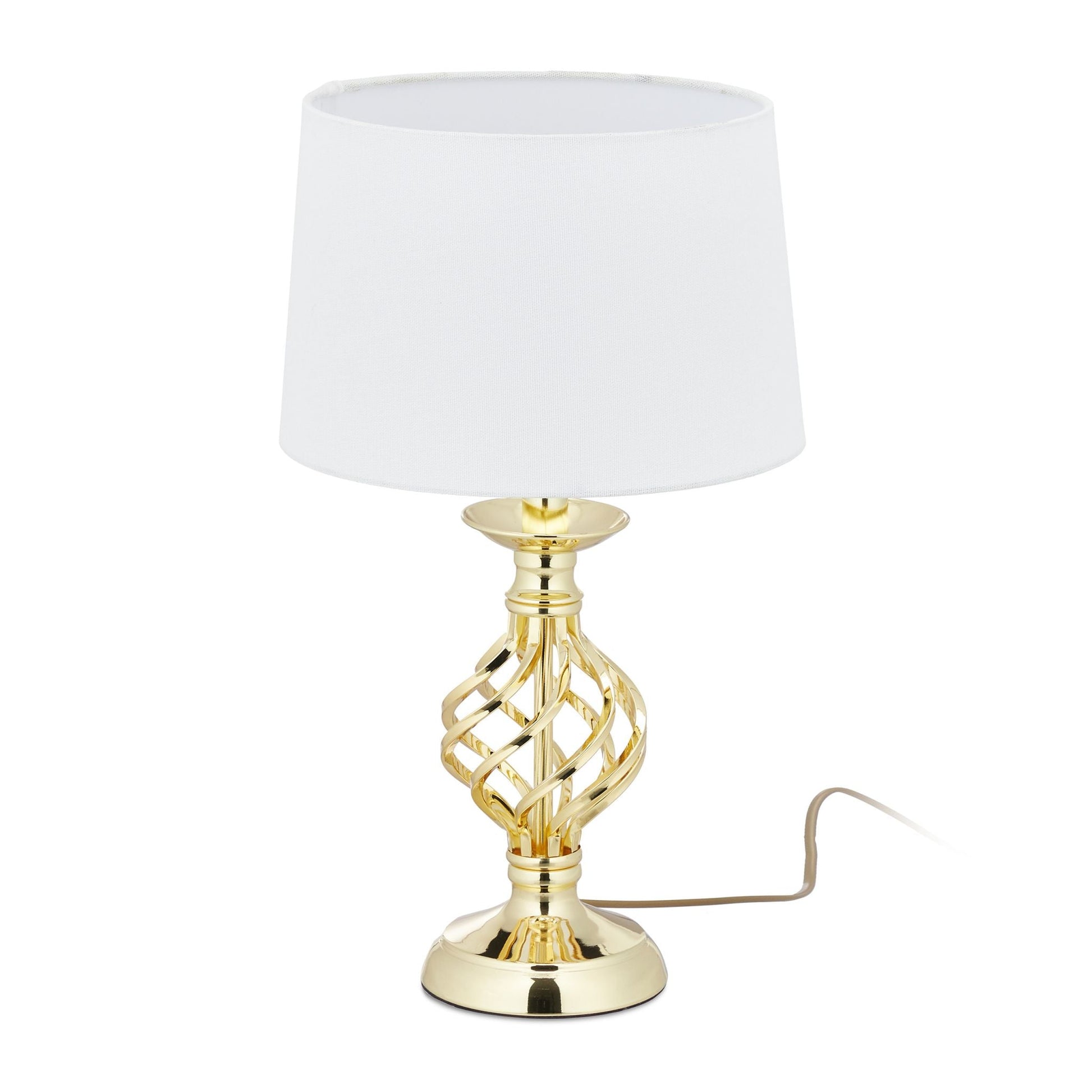 Tischlampe modern dimmbar Weiss-Gold von Relaxdays