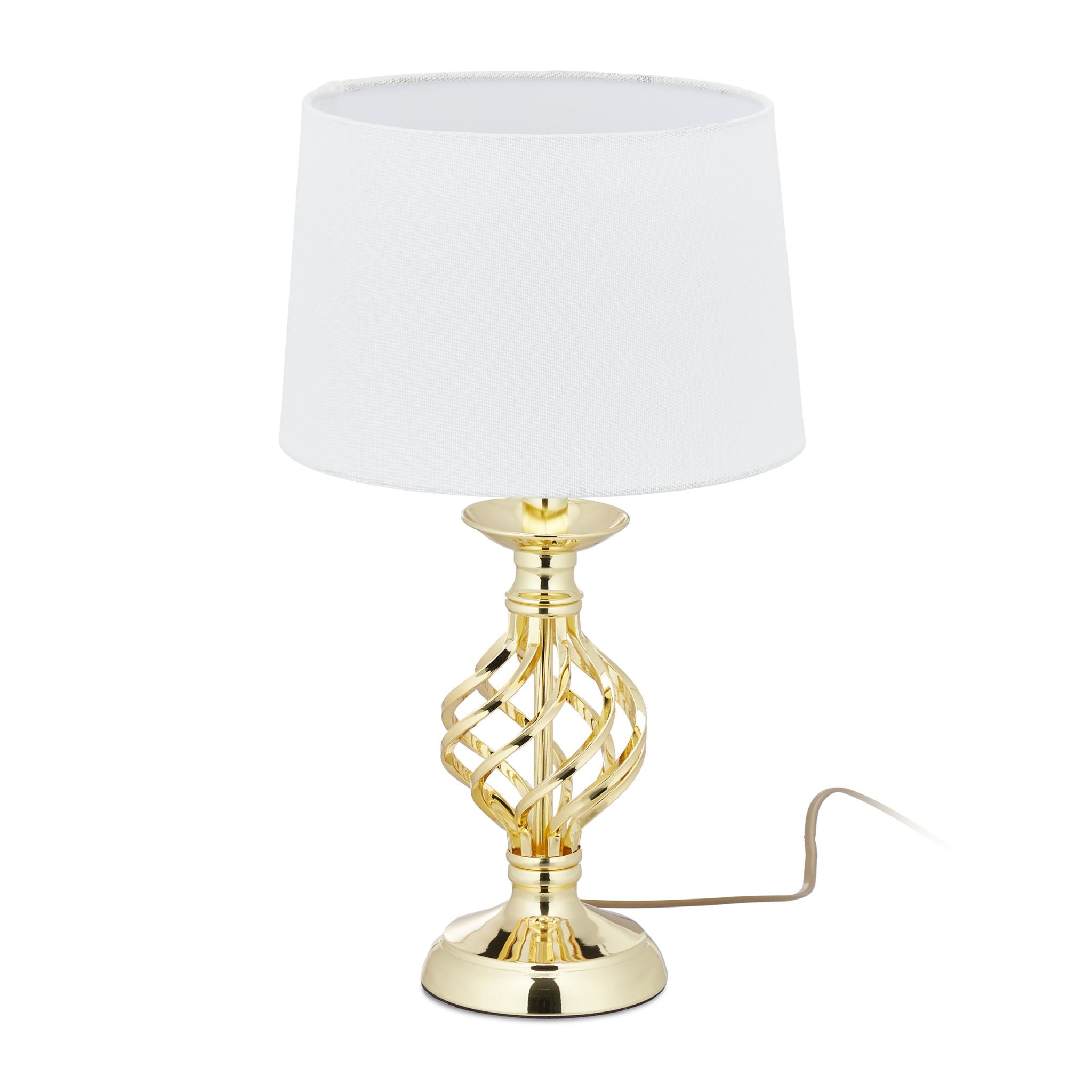 Tischlampe modern dimmbar Weiss-Gold von Relaxdays