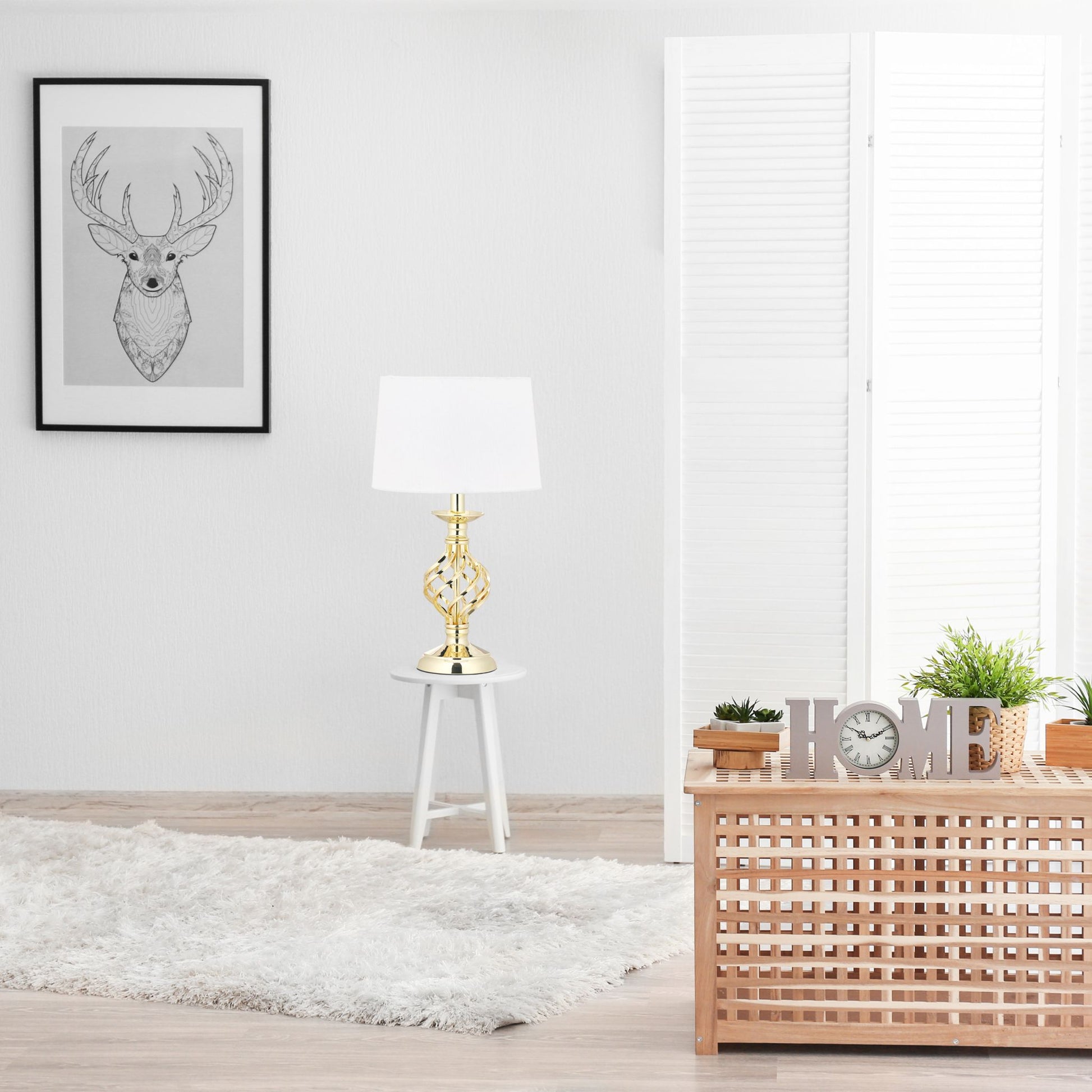 Tischlampe modern dimmbar Weiss-Gold von Relaxdays