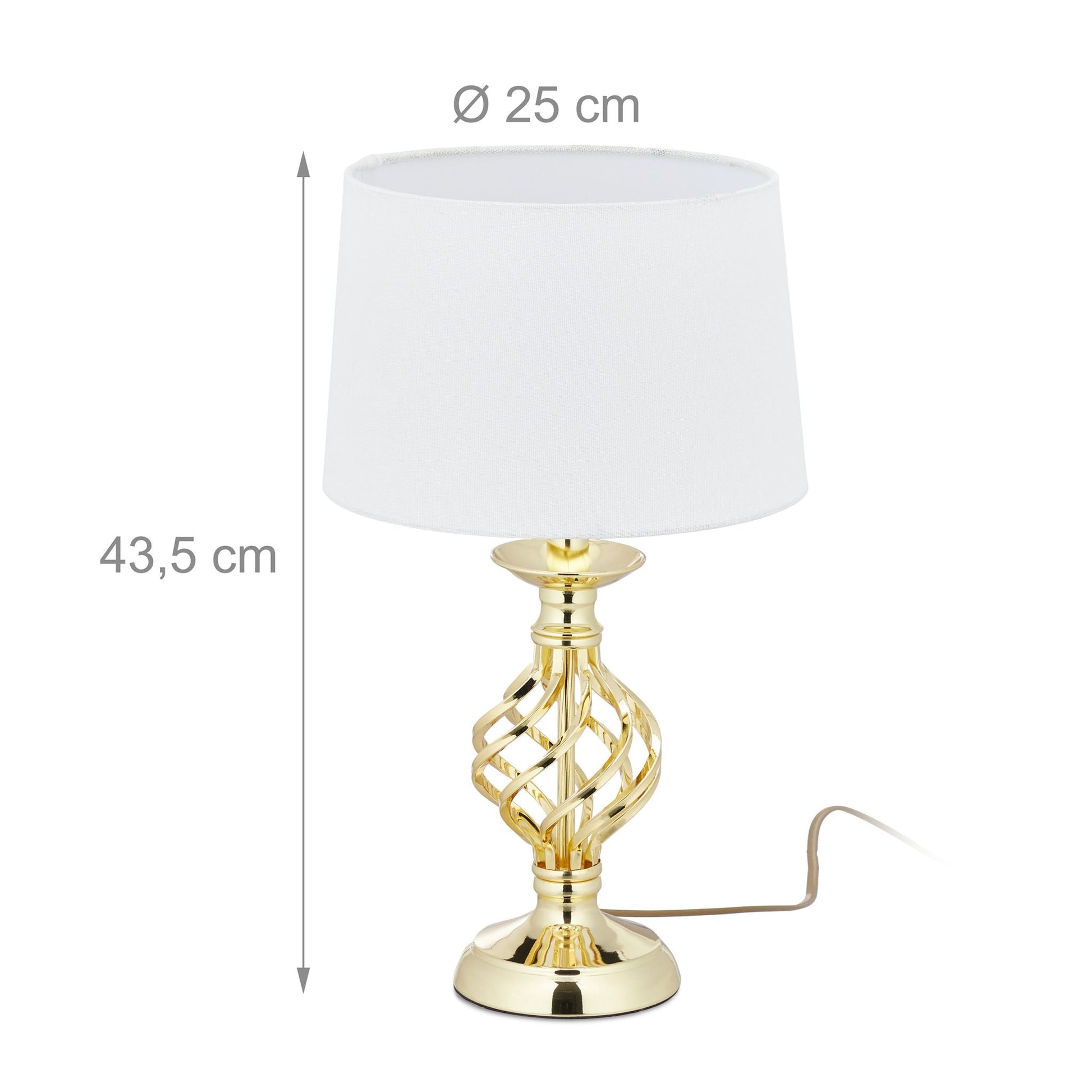 Tischlampe modern dimmbar Weiss-Gold von Relaxdays