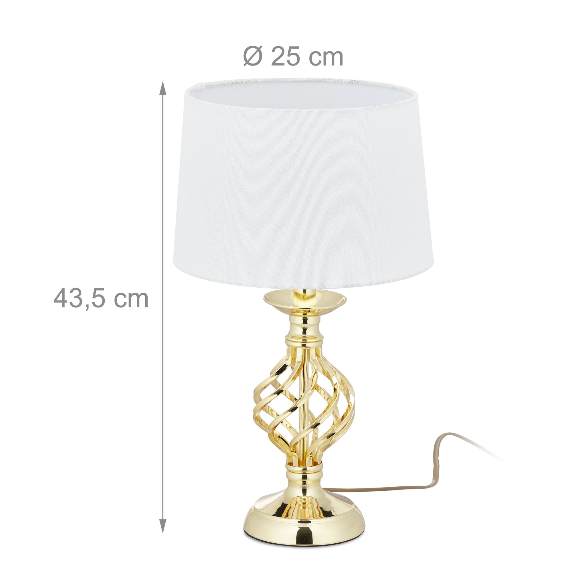 Tischlampe modern dimmbar Weiss-Gold von Relaxdays
