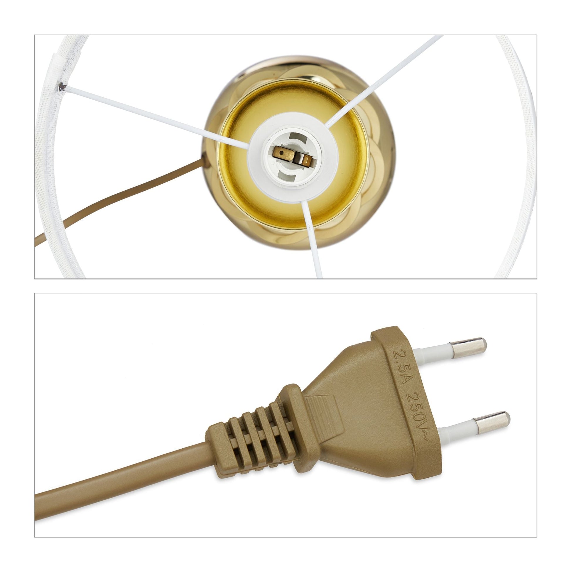 Tischlampe modern dimmbar Weiss-Gold von Relaxdays