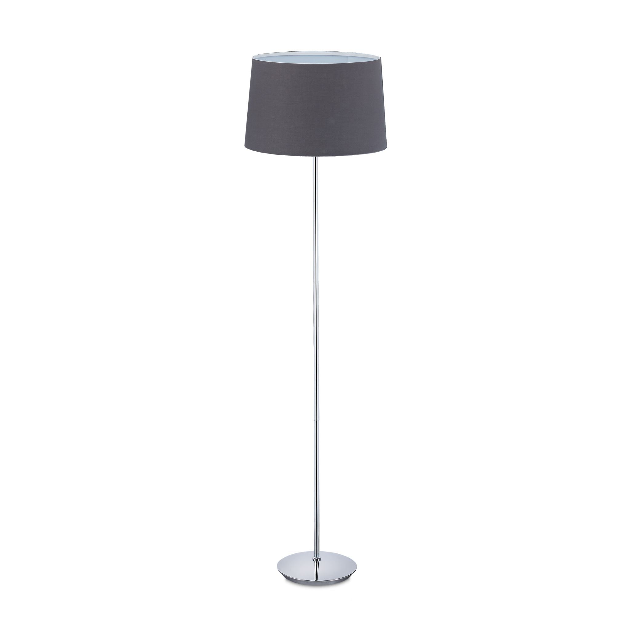 Stehlampe mit Stoffschirm Silber-Grau von Relaxdays