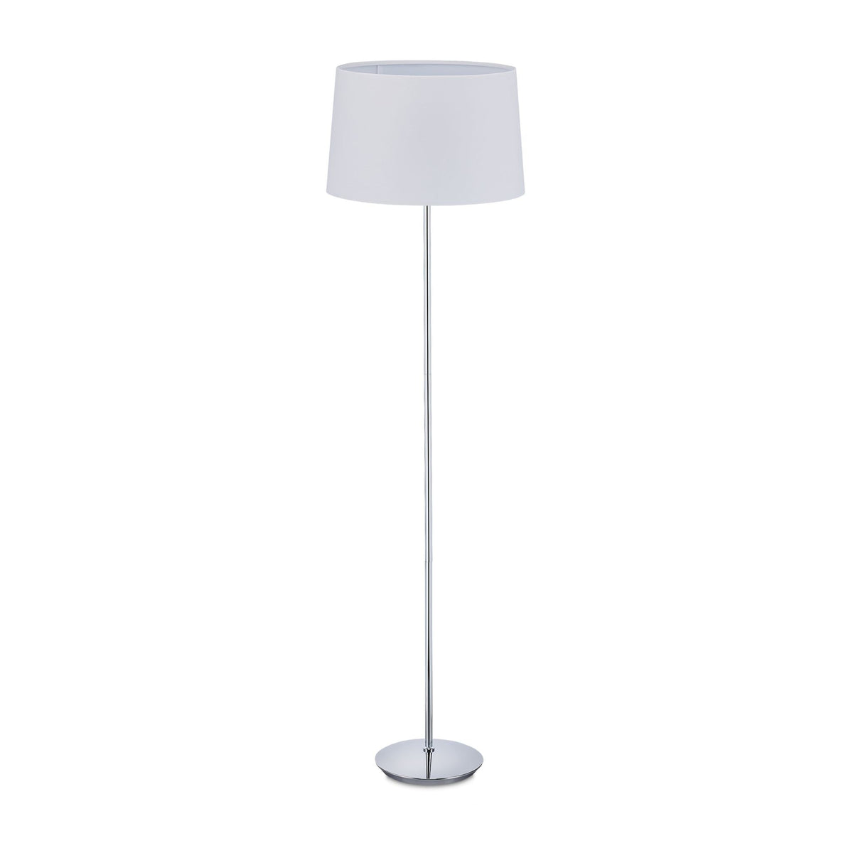 Stehlampe mit Stoffschirm Weiss-Silber von Relaxdays